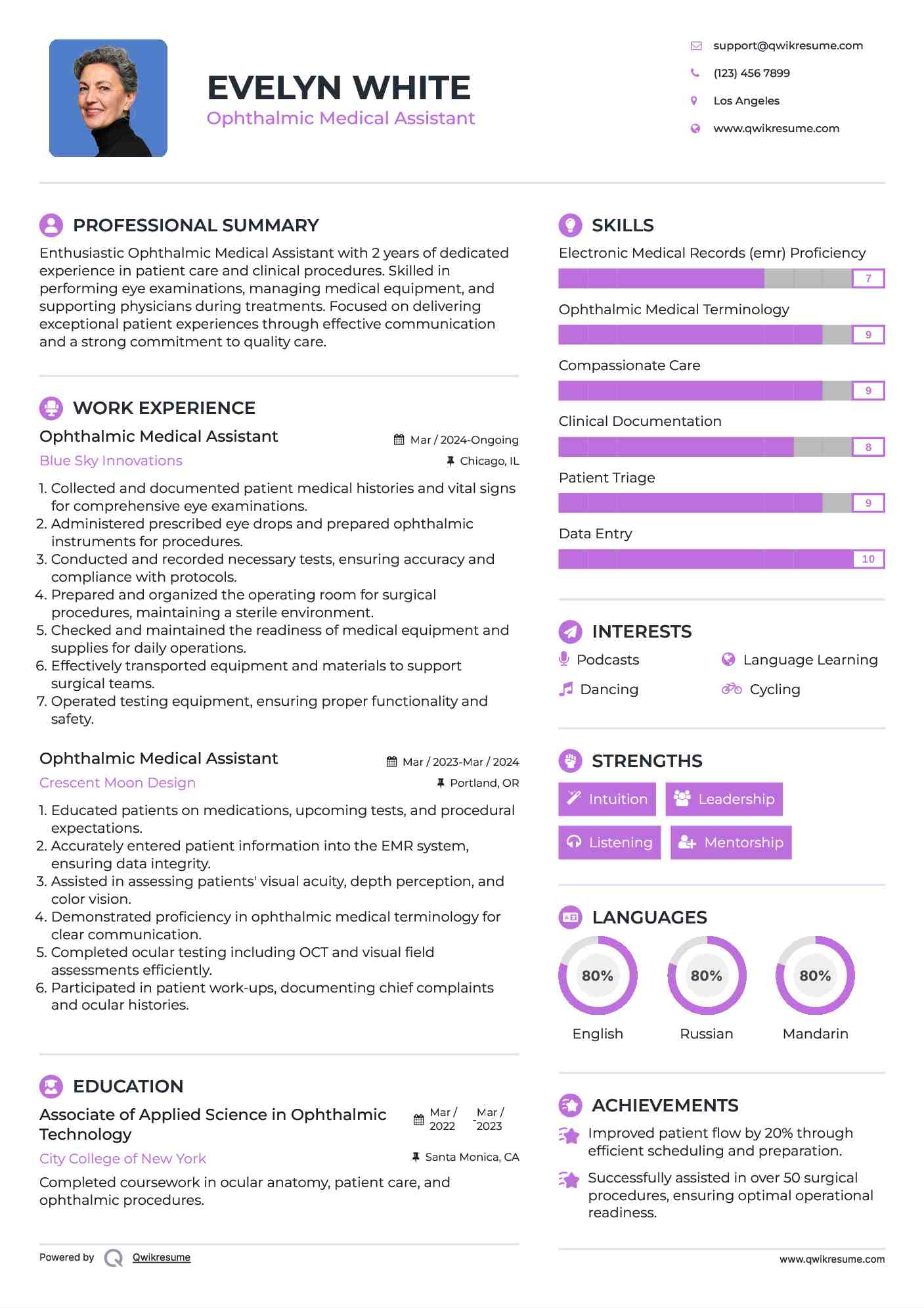 Ophthalmic Medical Assistant Resume Sample