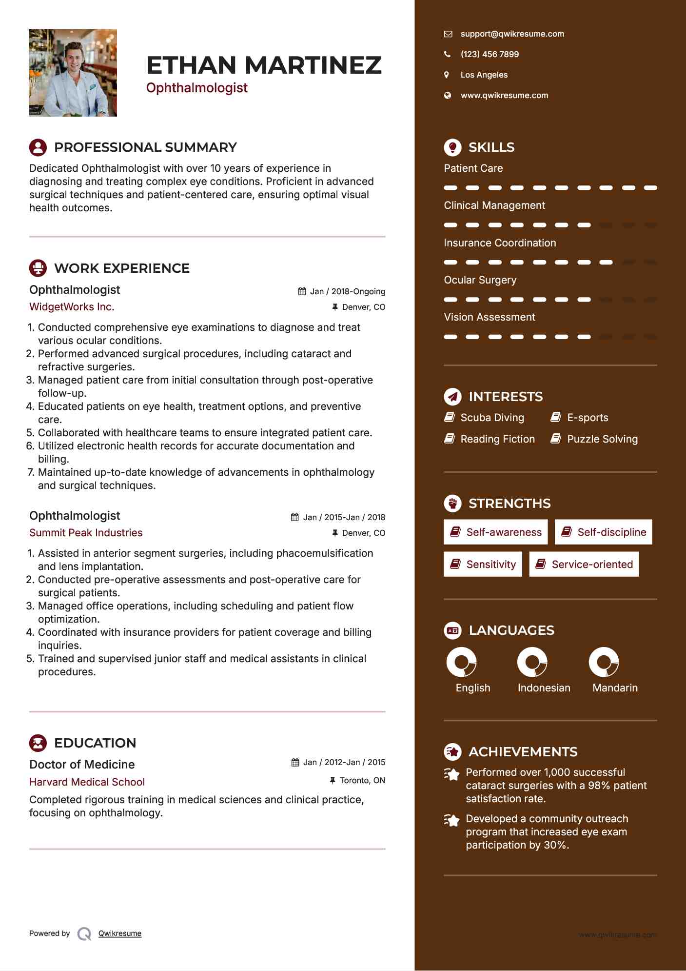Ophthalmologist Resume Template