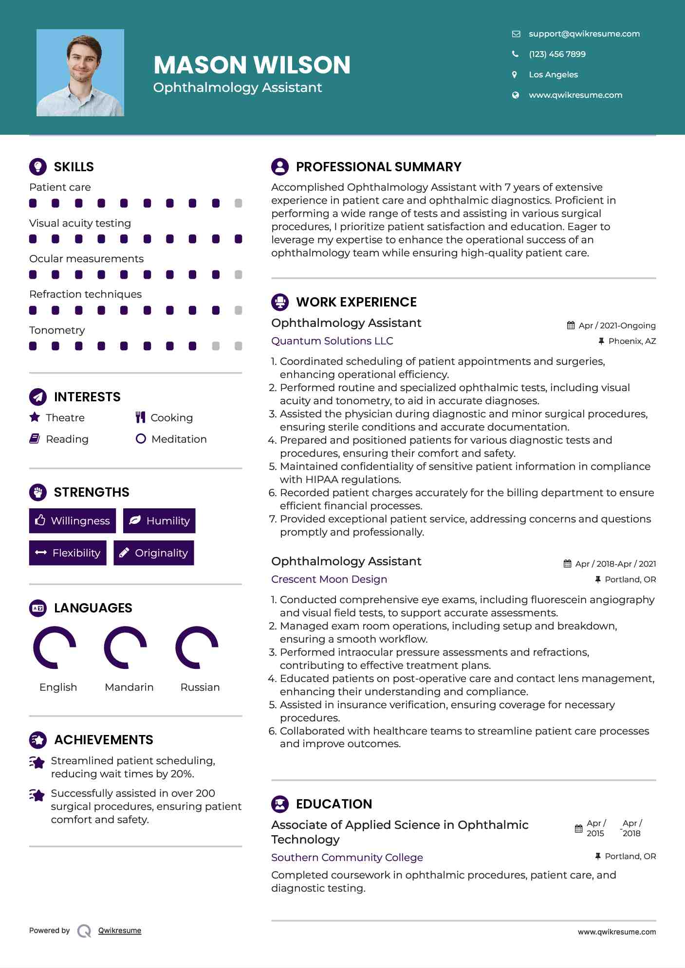 Ophthalmology Assistant Resume Template