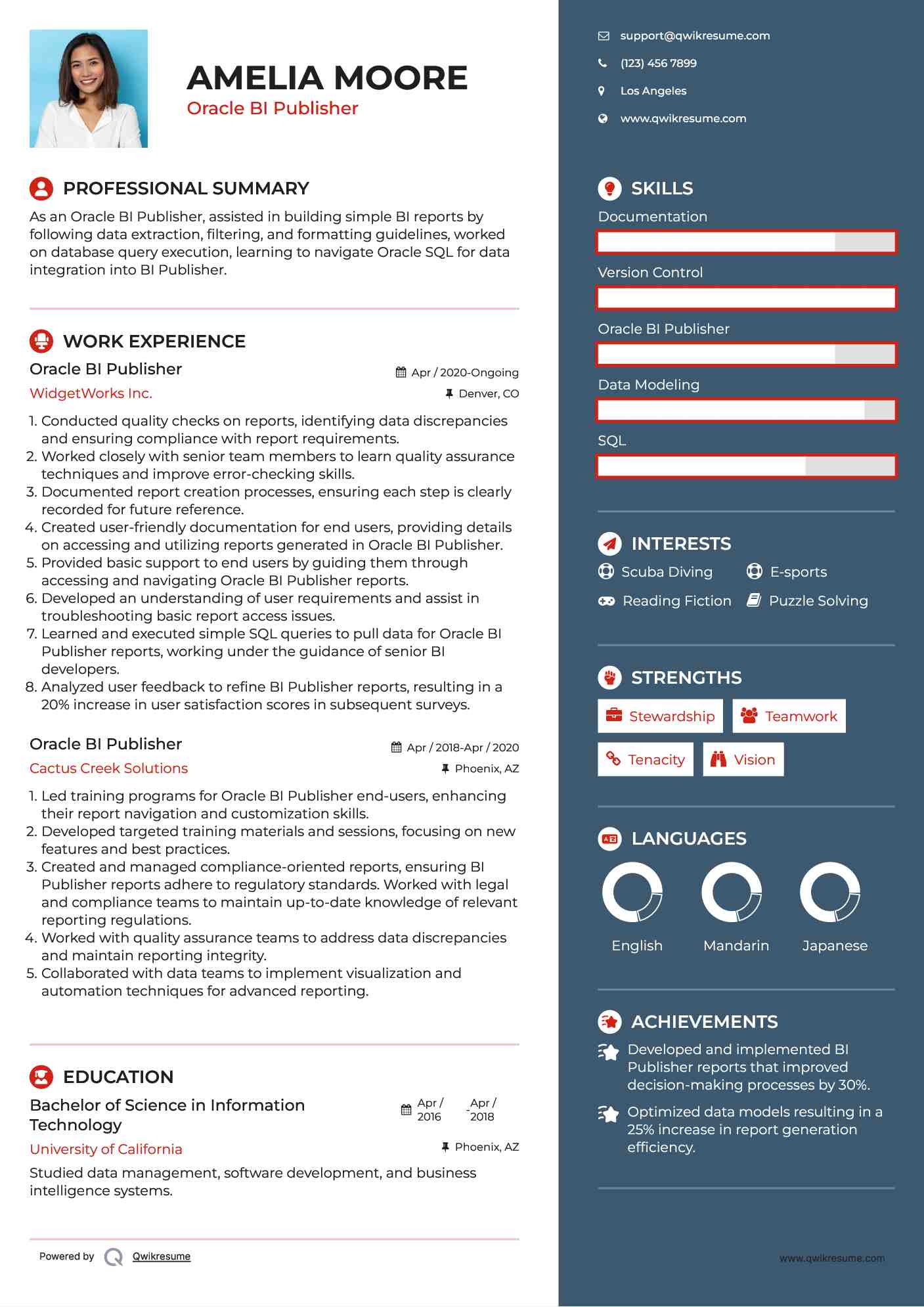 Oracle BI Publisher Resume Format