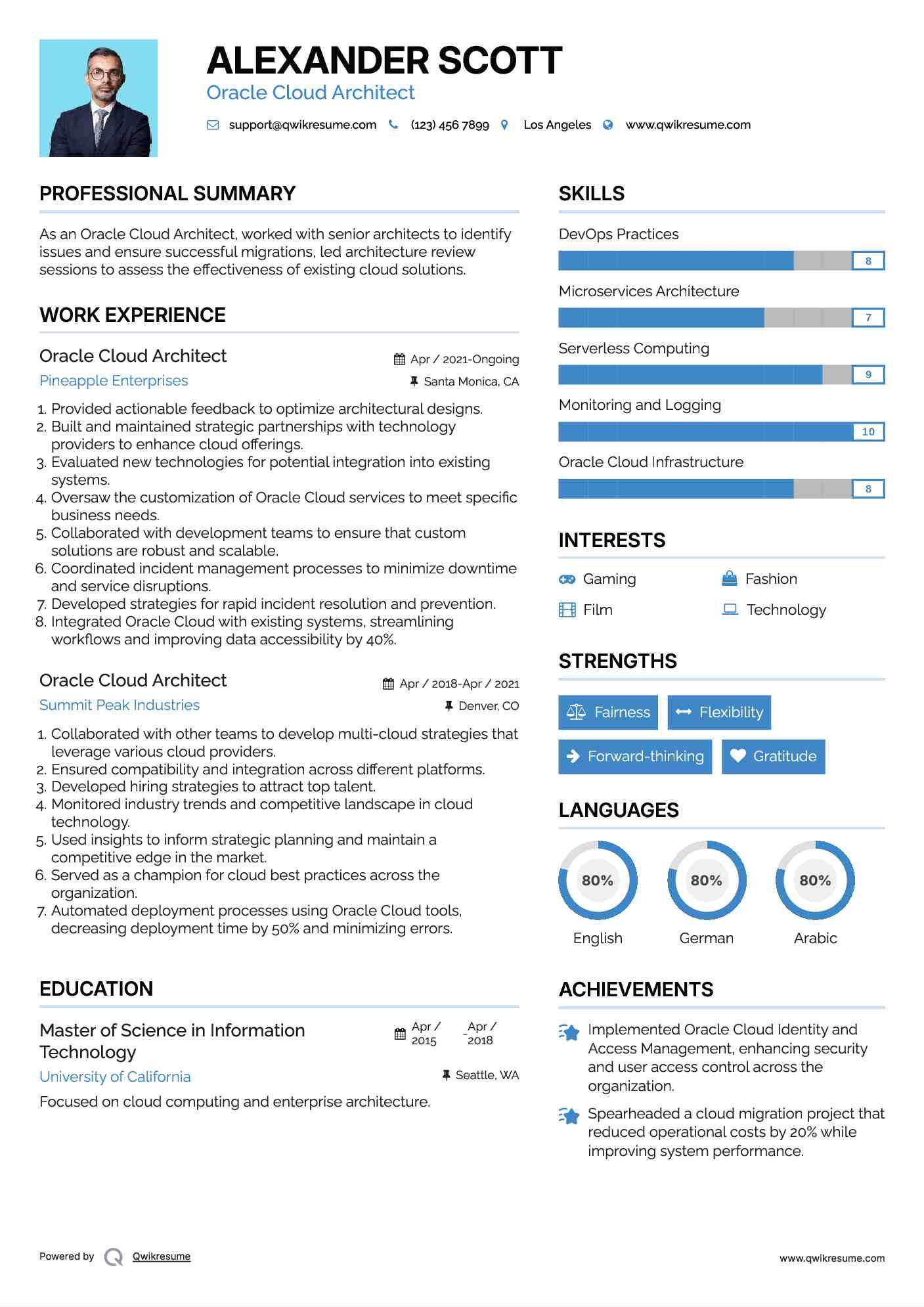 Oracle Cloud Architect Resume Template
