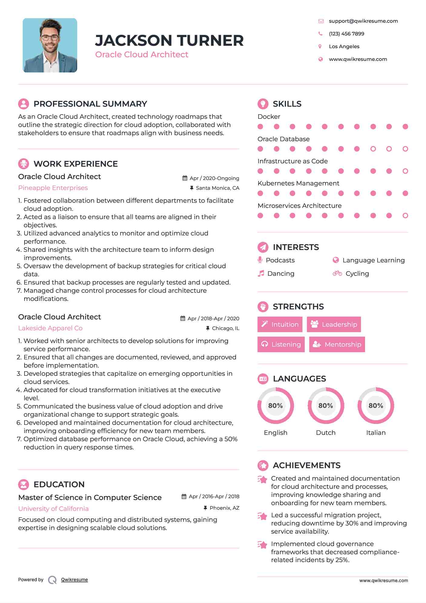 Oracle Cloud Architect Resume Format