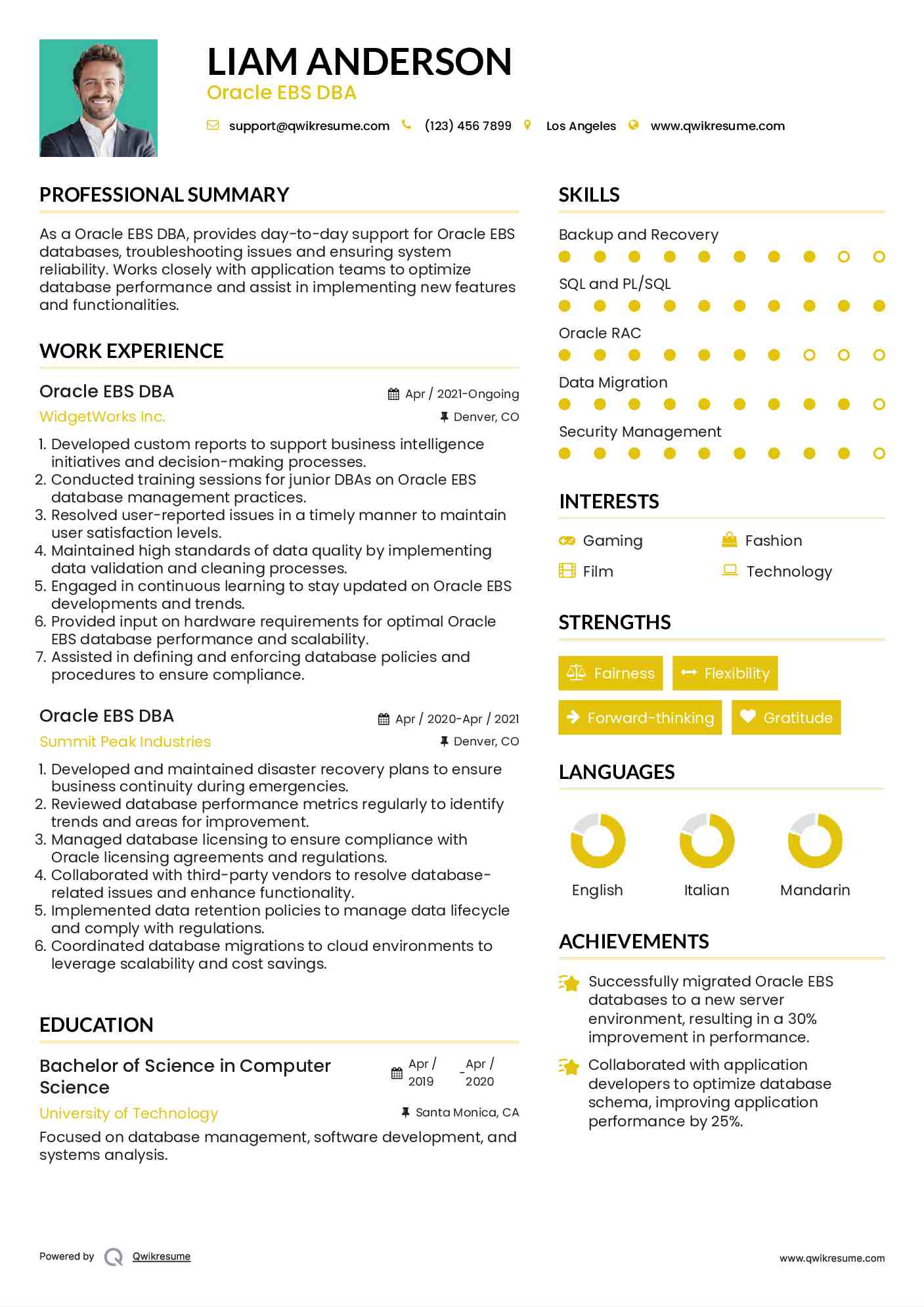 Oracle EBS DBA Resume Format
