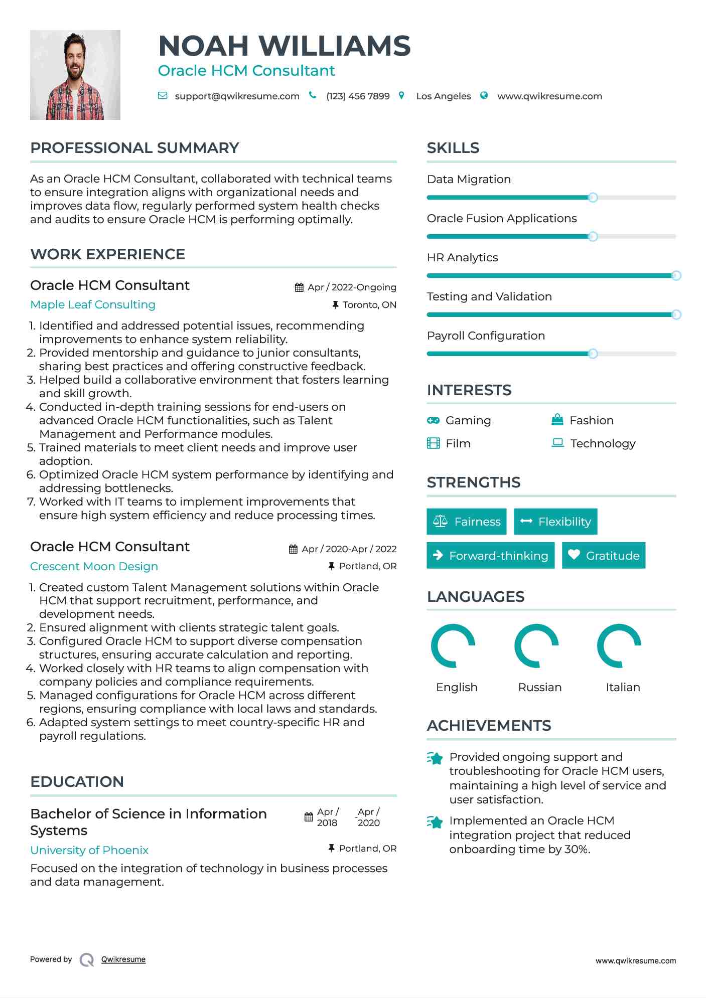 Oracle HCM Consultant Resume Model