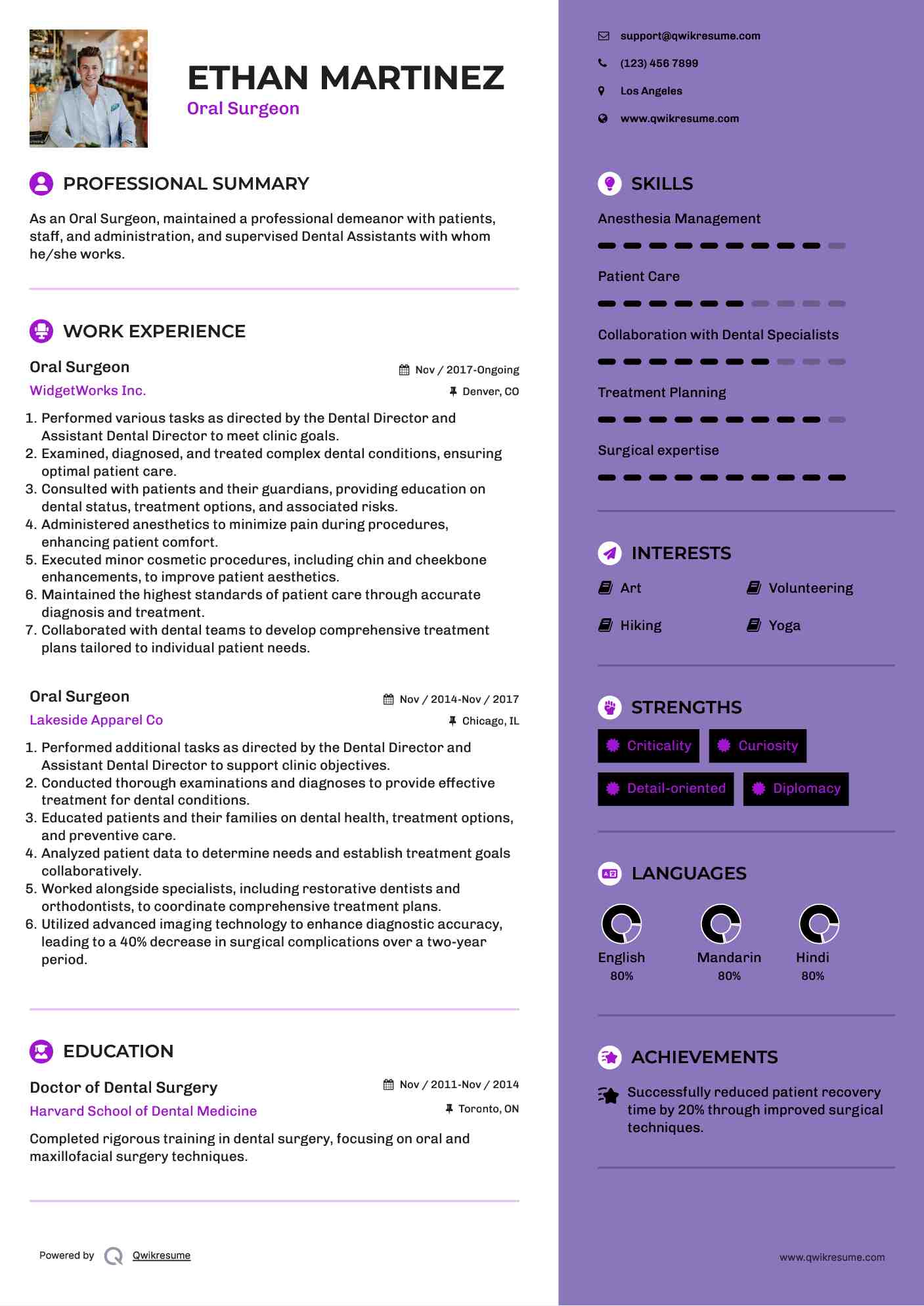 Oral Surgeon Resume Template