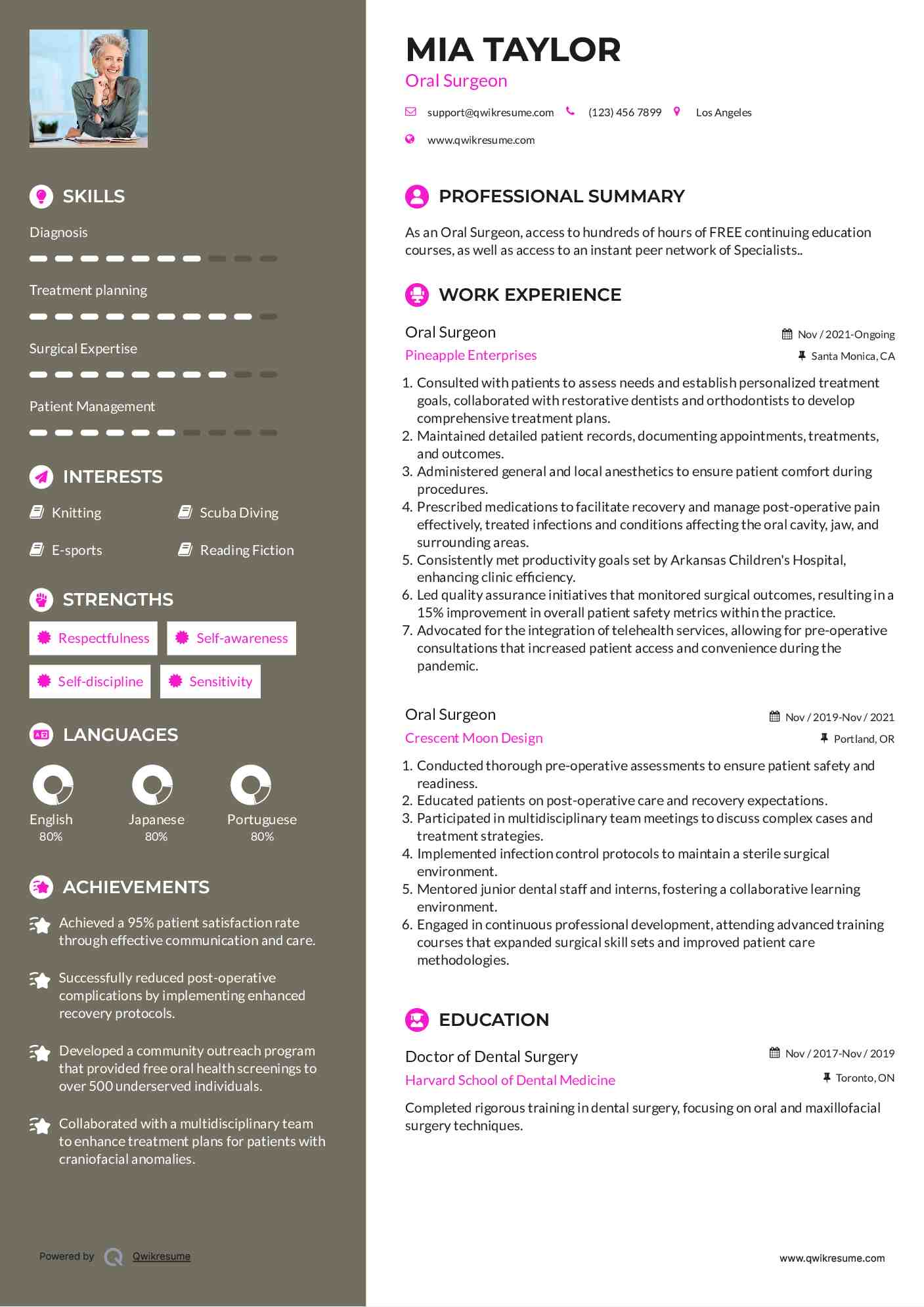 Oral Surgeon Resume Model