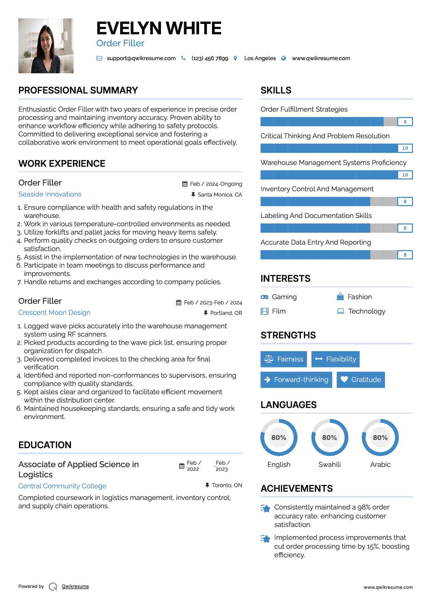 Order resume online target