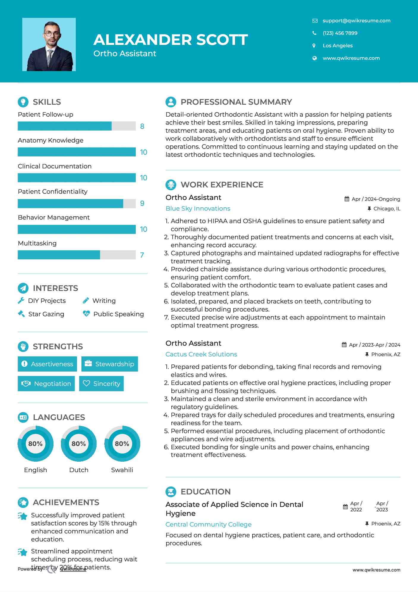 Ortho Assistant Resume Template