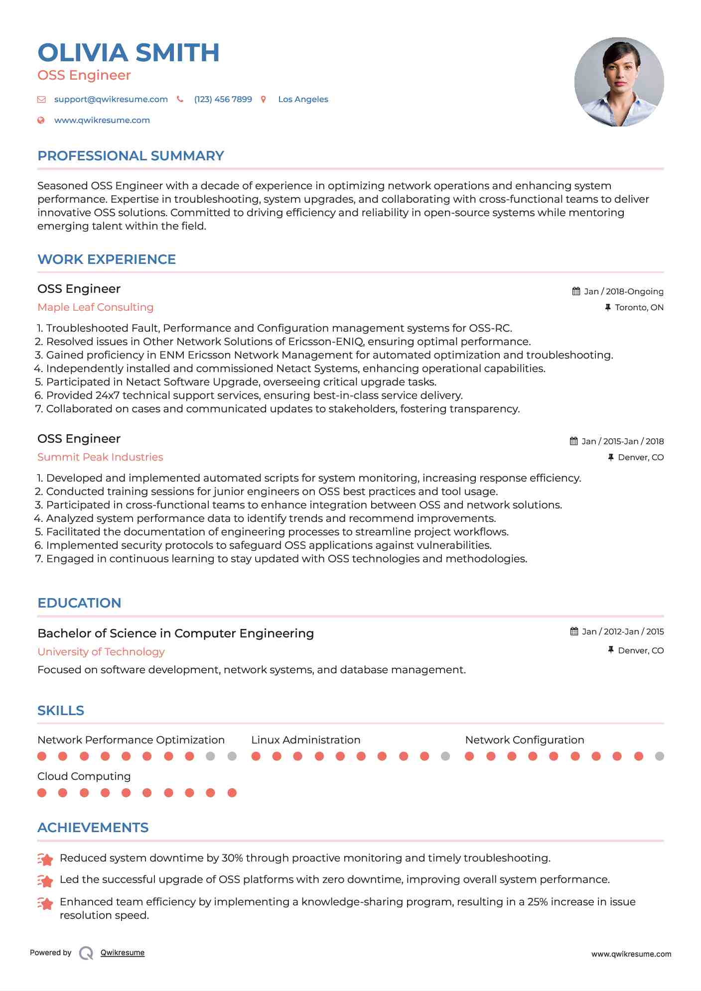 OSS Engineer Resume Model
