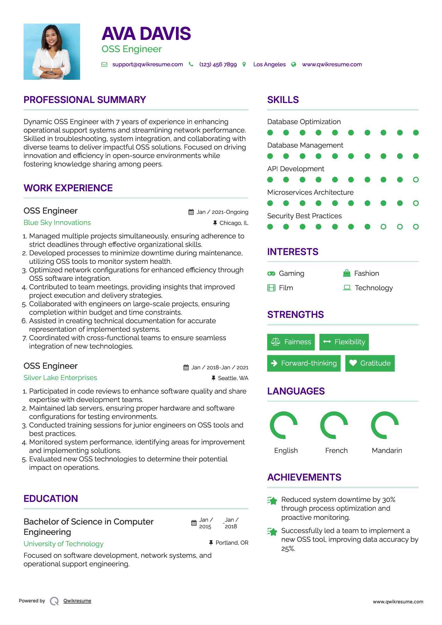 OSS Engineer Resume Sample