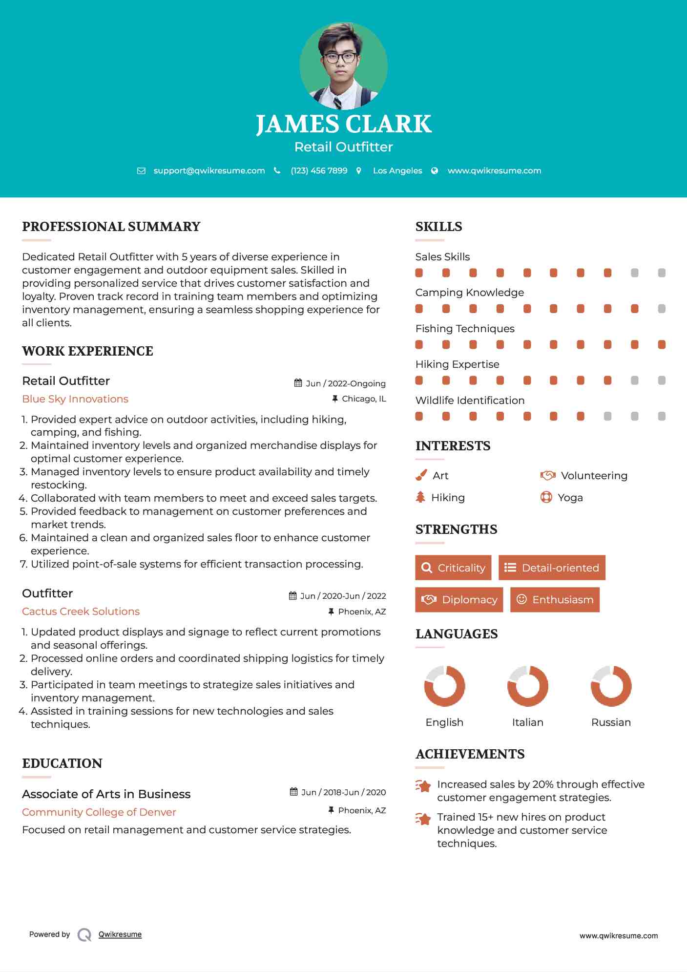 Retail Outfitter Resume Format