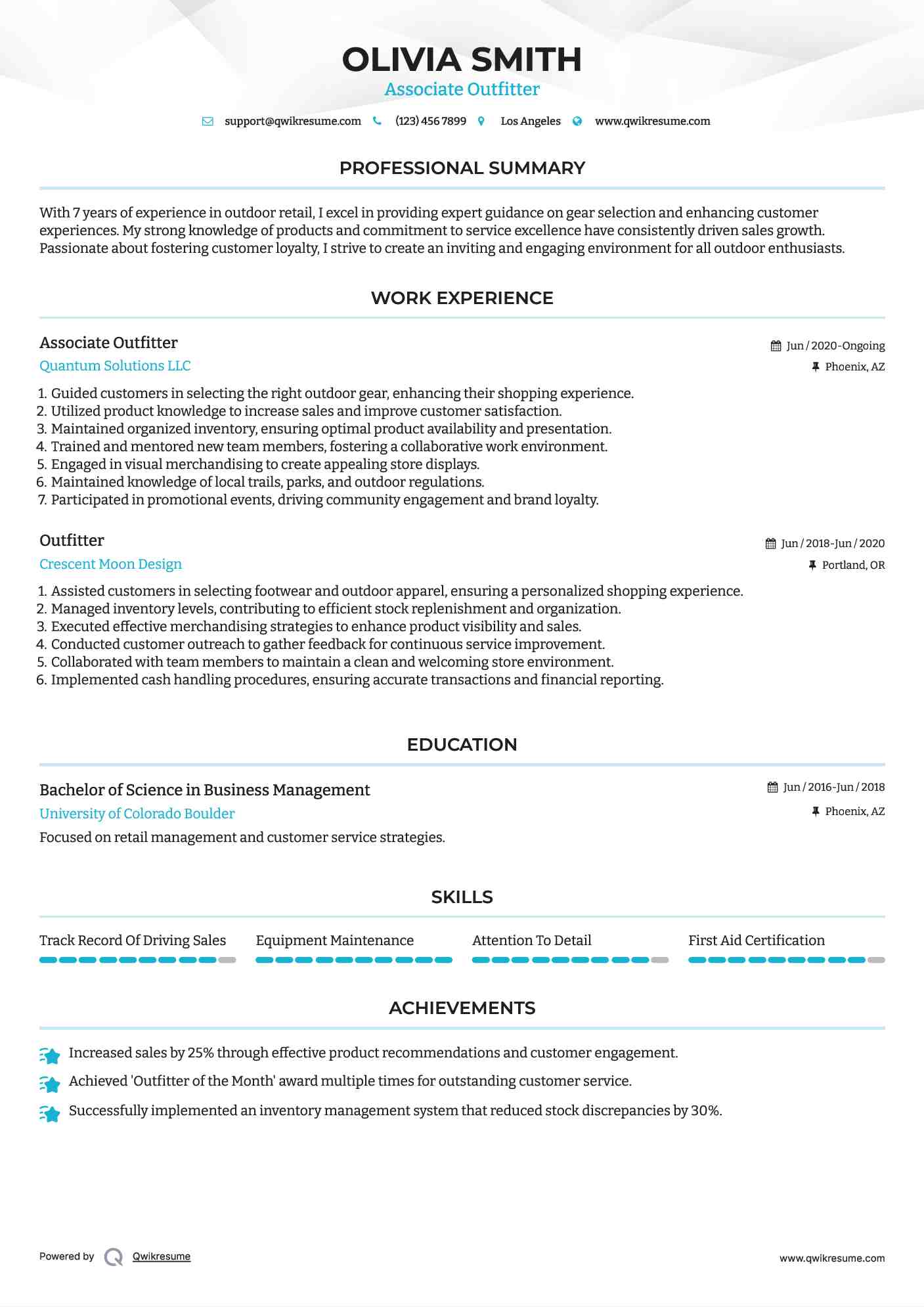 Associate Outfitter
 Resume Template