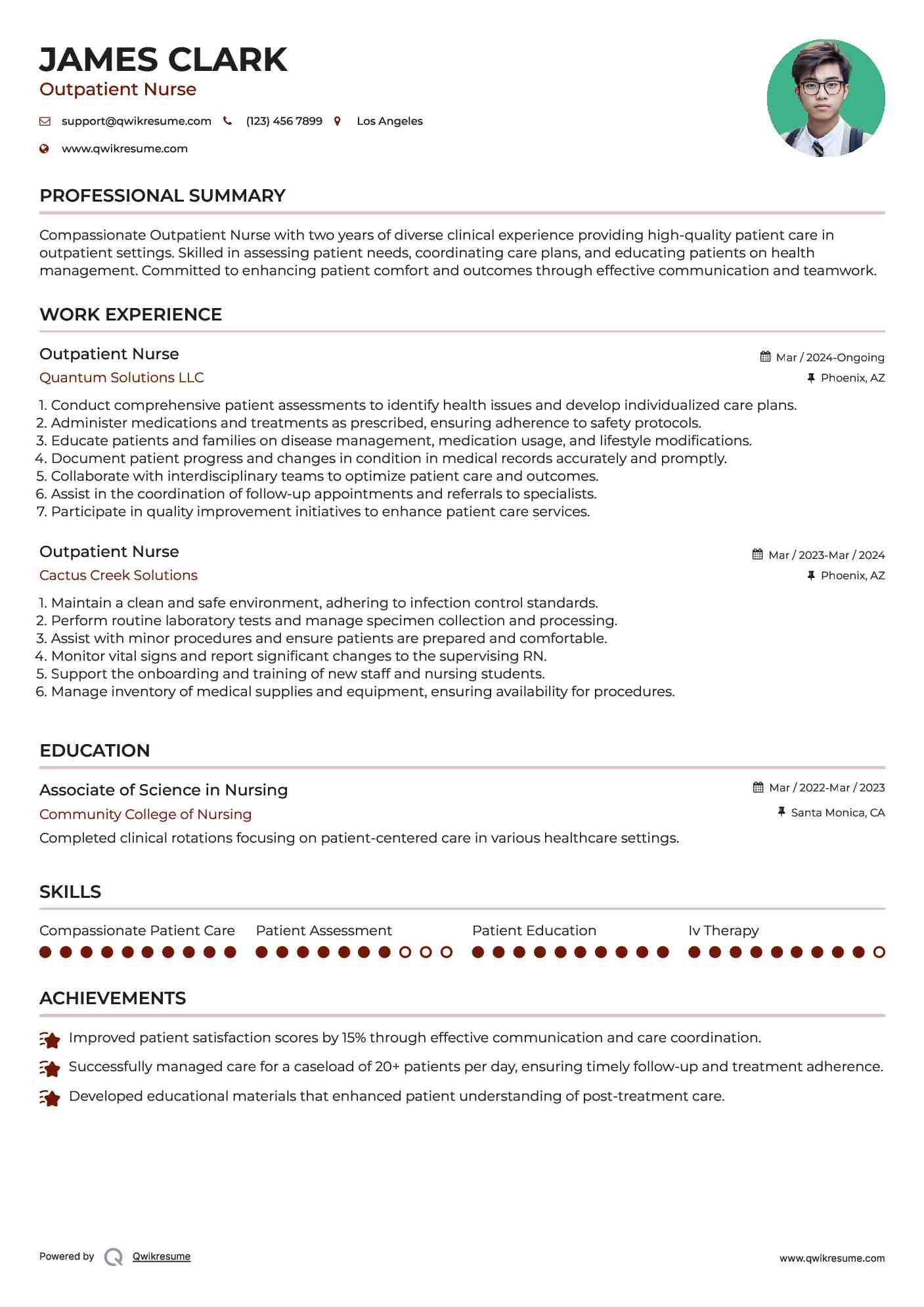 Outpatient Nurse Resume Template