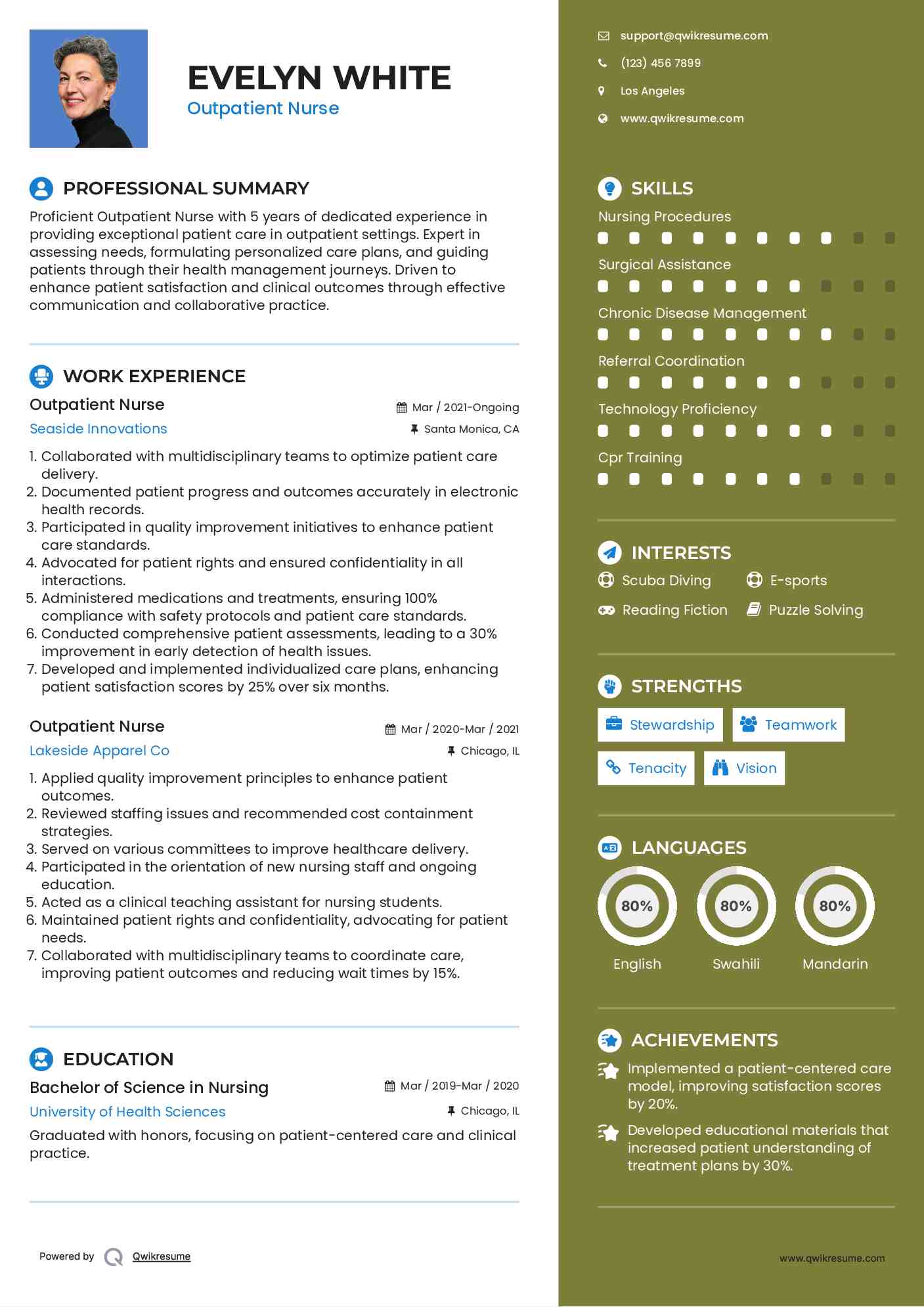 Outpatient Nurse Resume Format