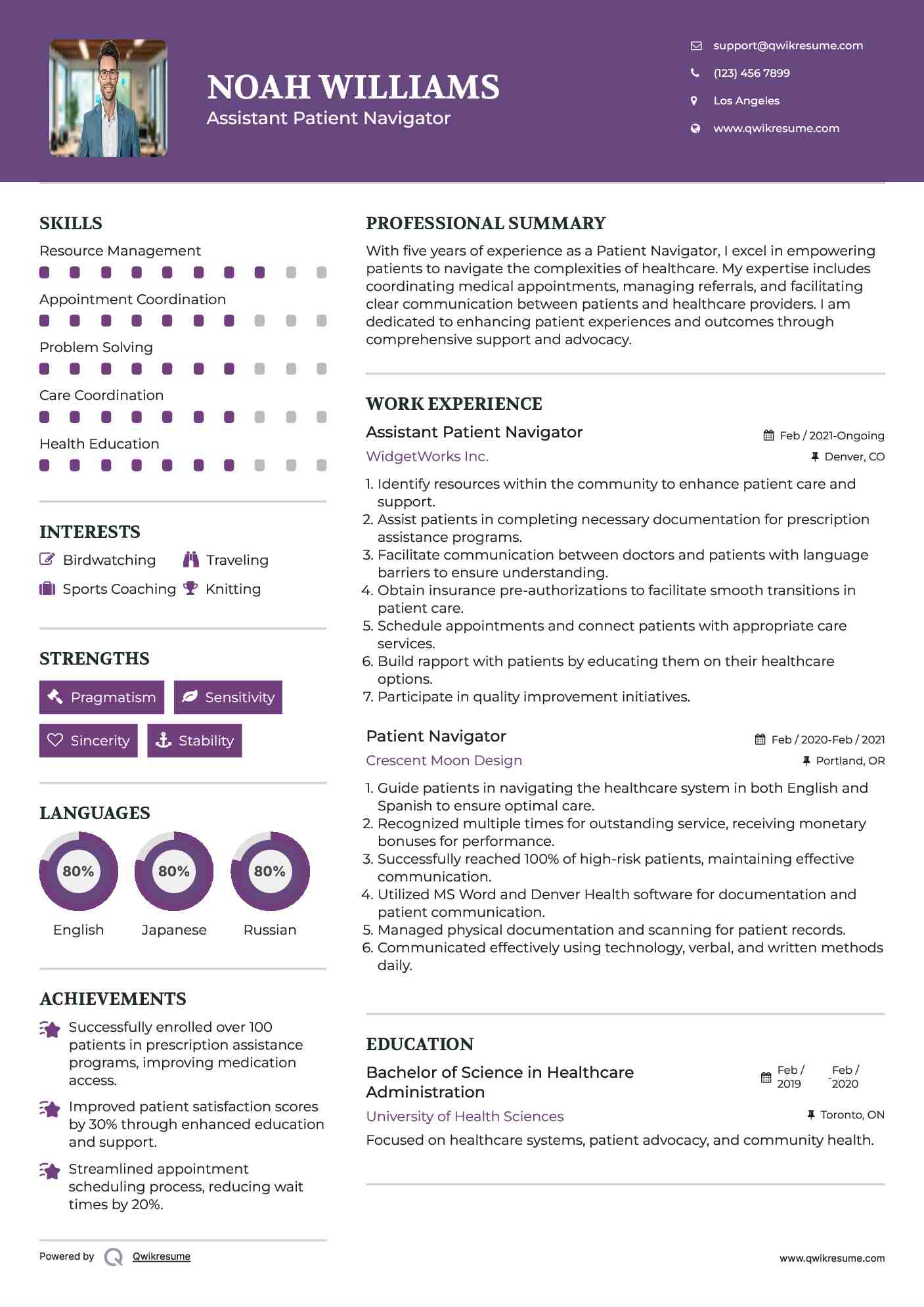 Assistant Patient Navigator Resume Template