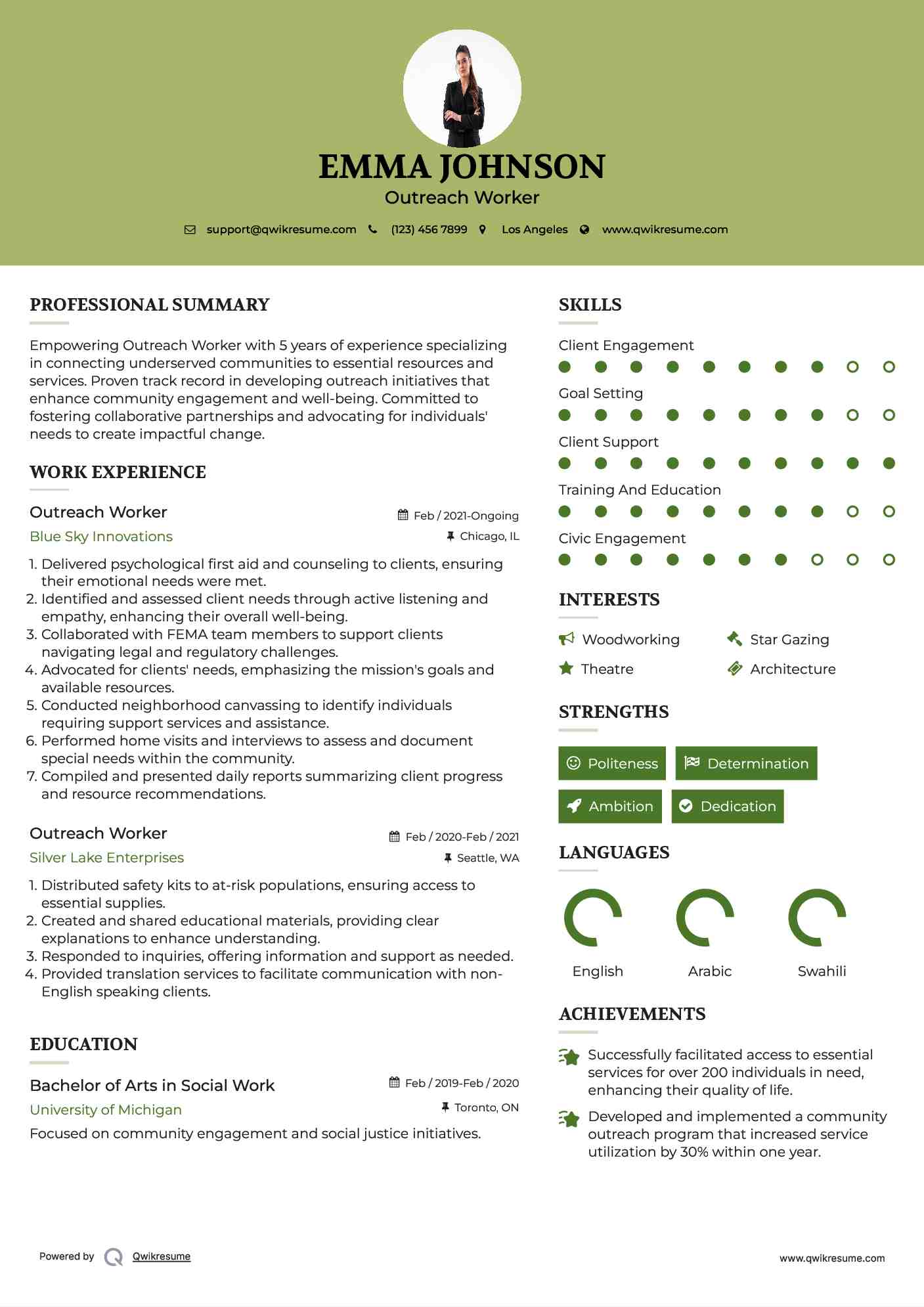 Outreach Worker Resume Template