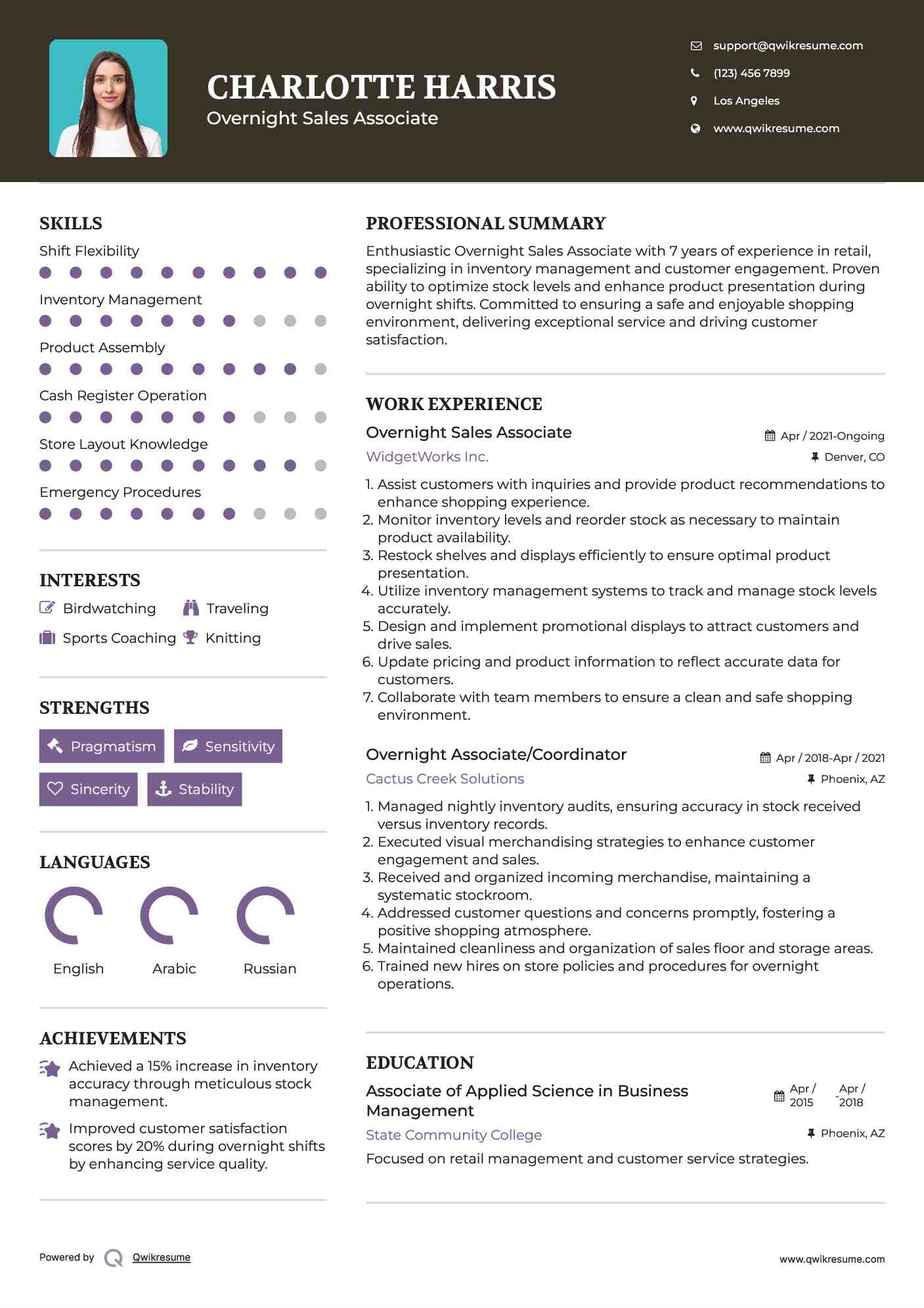 Overnight Sales Associate Resume Format