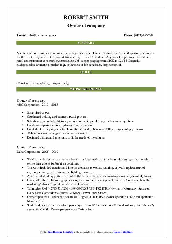 Owner of company Resume Samples - Owner Of Company 1661225559 Pdf 