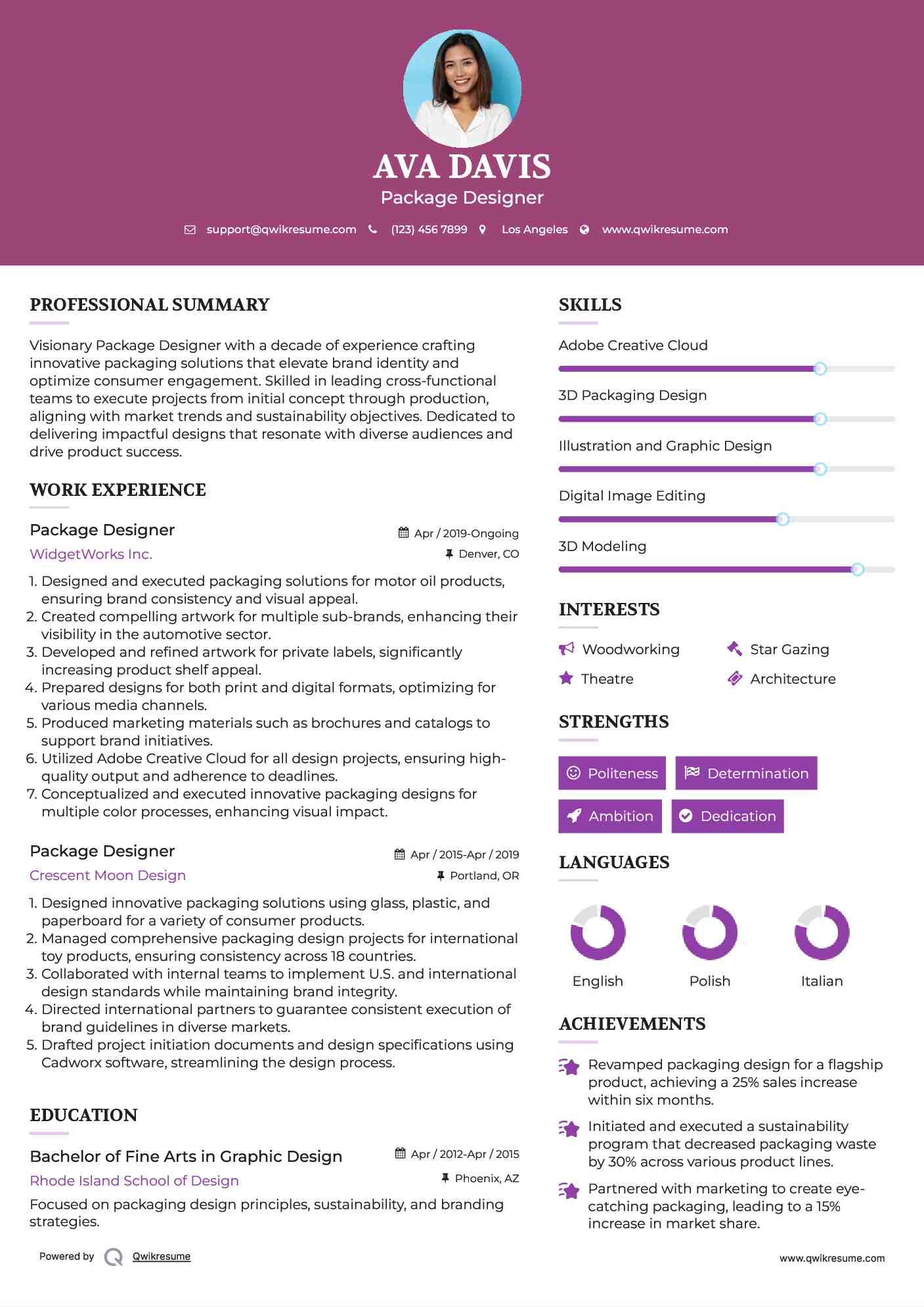Package Designer Resume Format