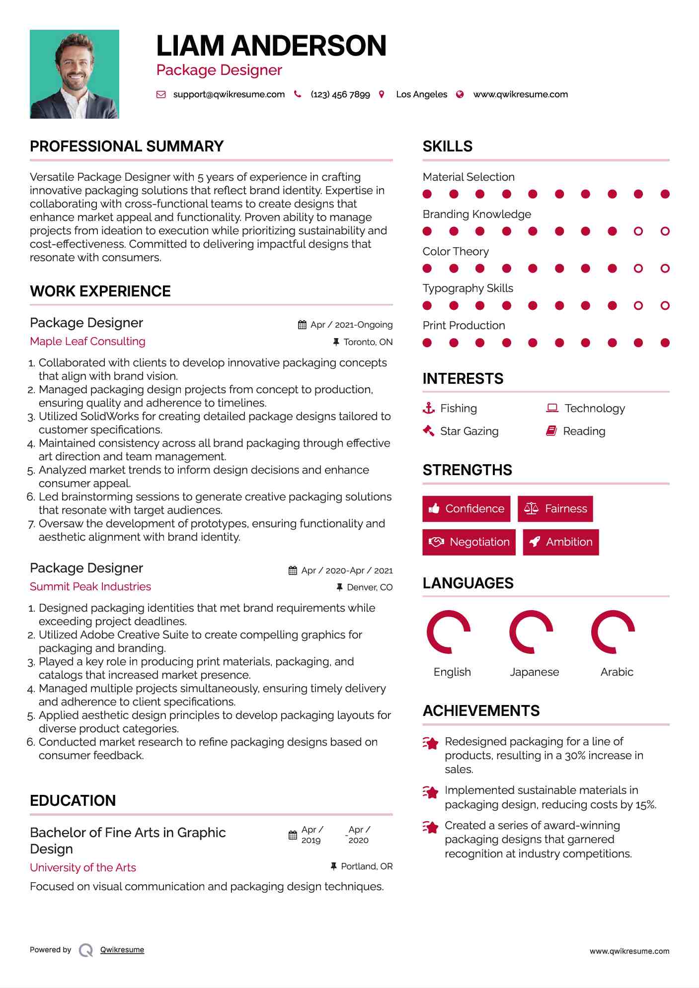 Package Designer Resume Sample