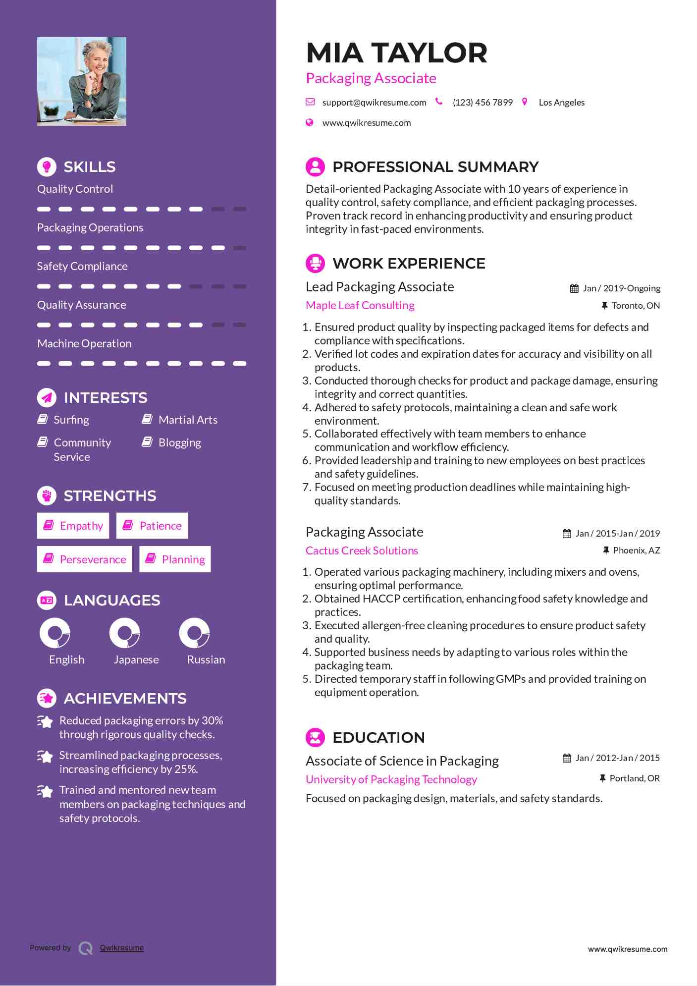 10+ Packaging Associate Resume Samples & Templates for 2025