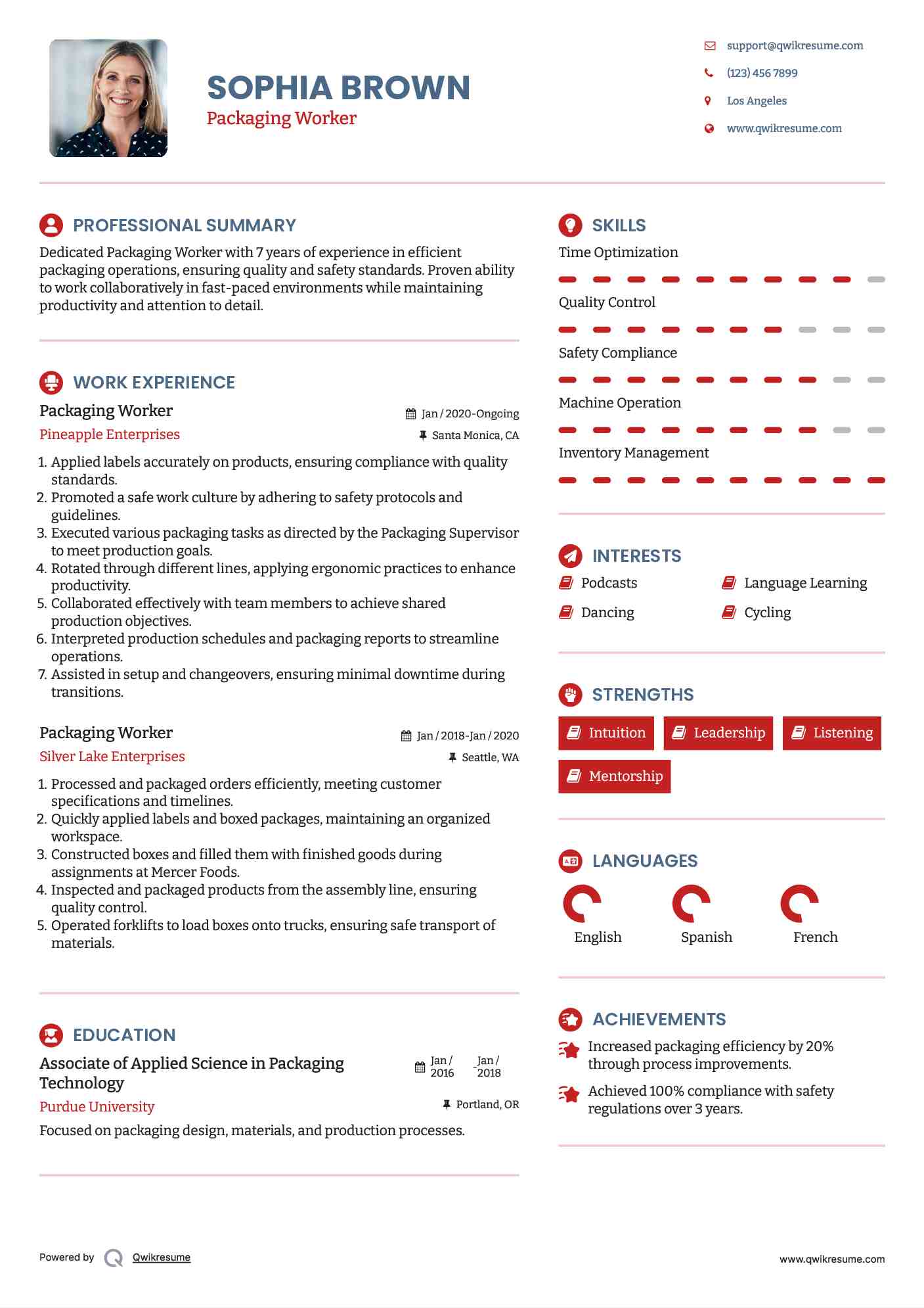 10+ Packaging Worker Resume Samples & Templates for 2025