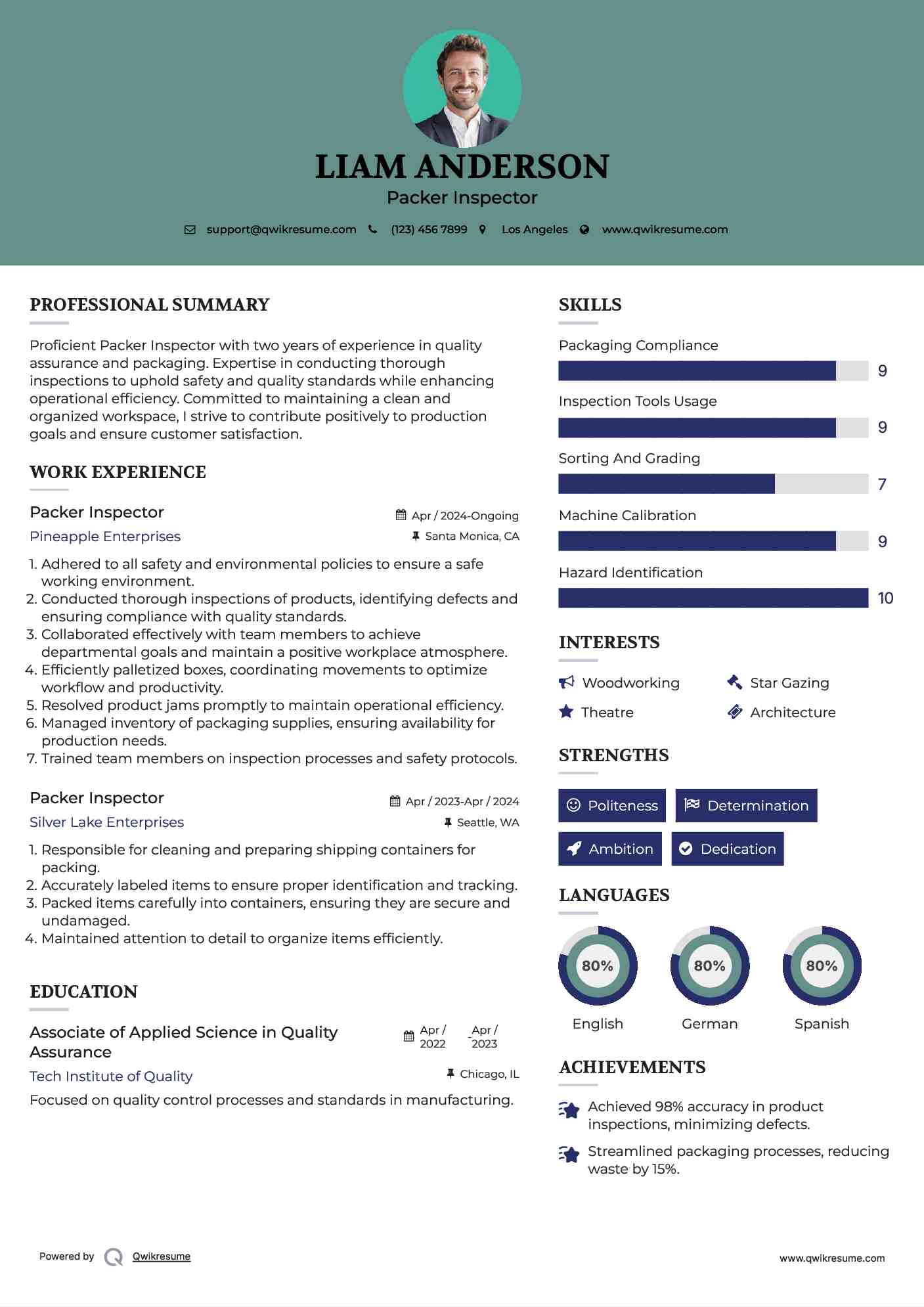 Packer Inspector Resume Format