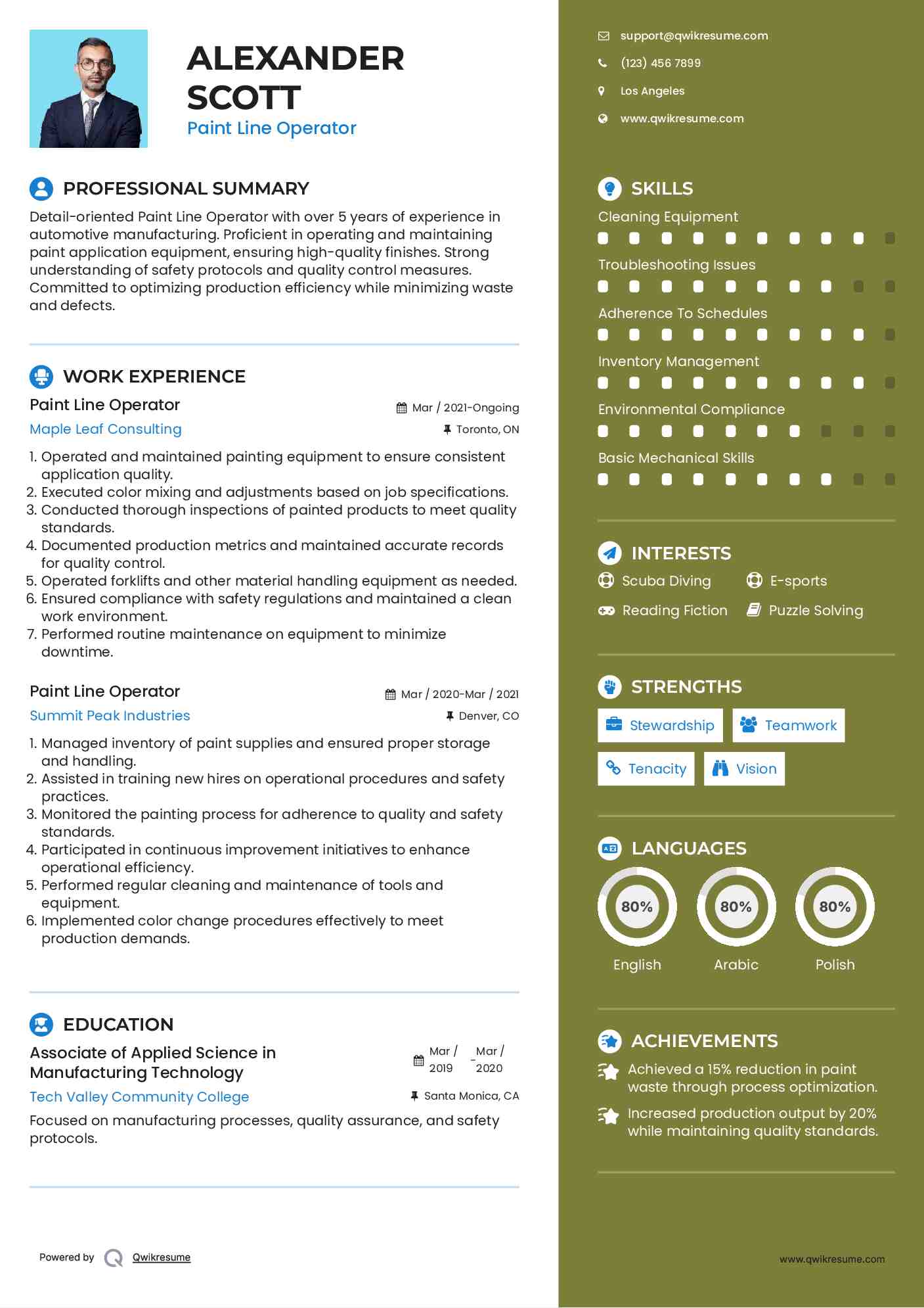 Paint Line Operator Resume Samples QwikResume