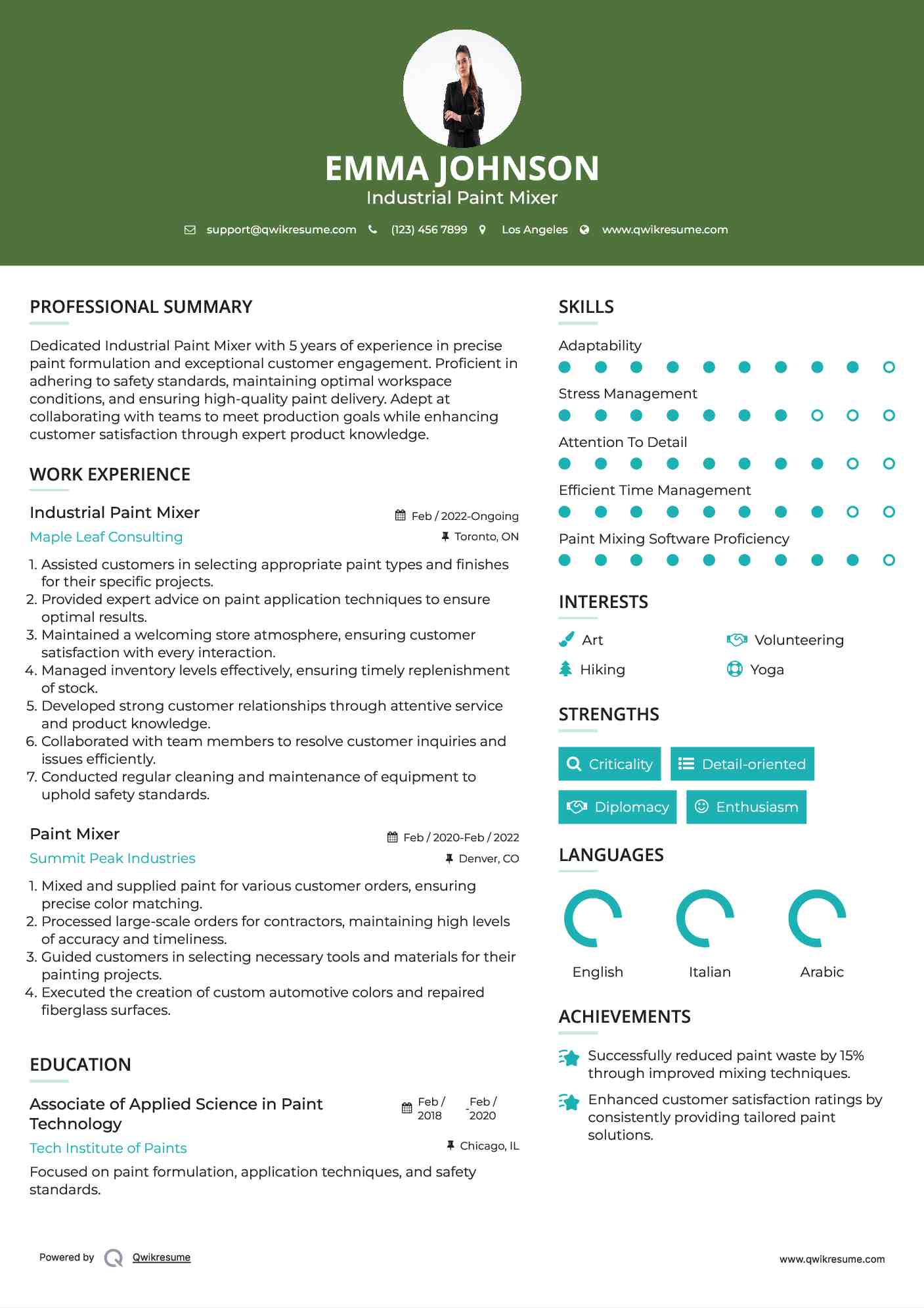 Industrial Paint Mixer
 Resume Model