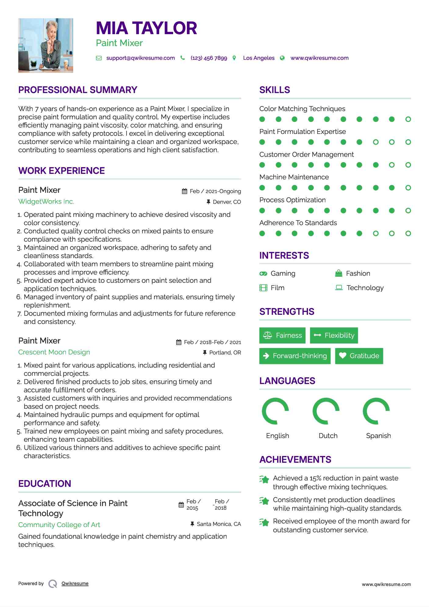 Paint Mixer Resume Template