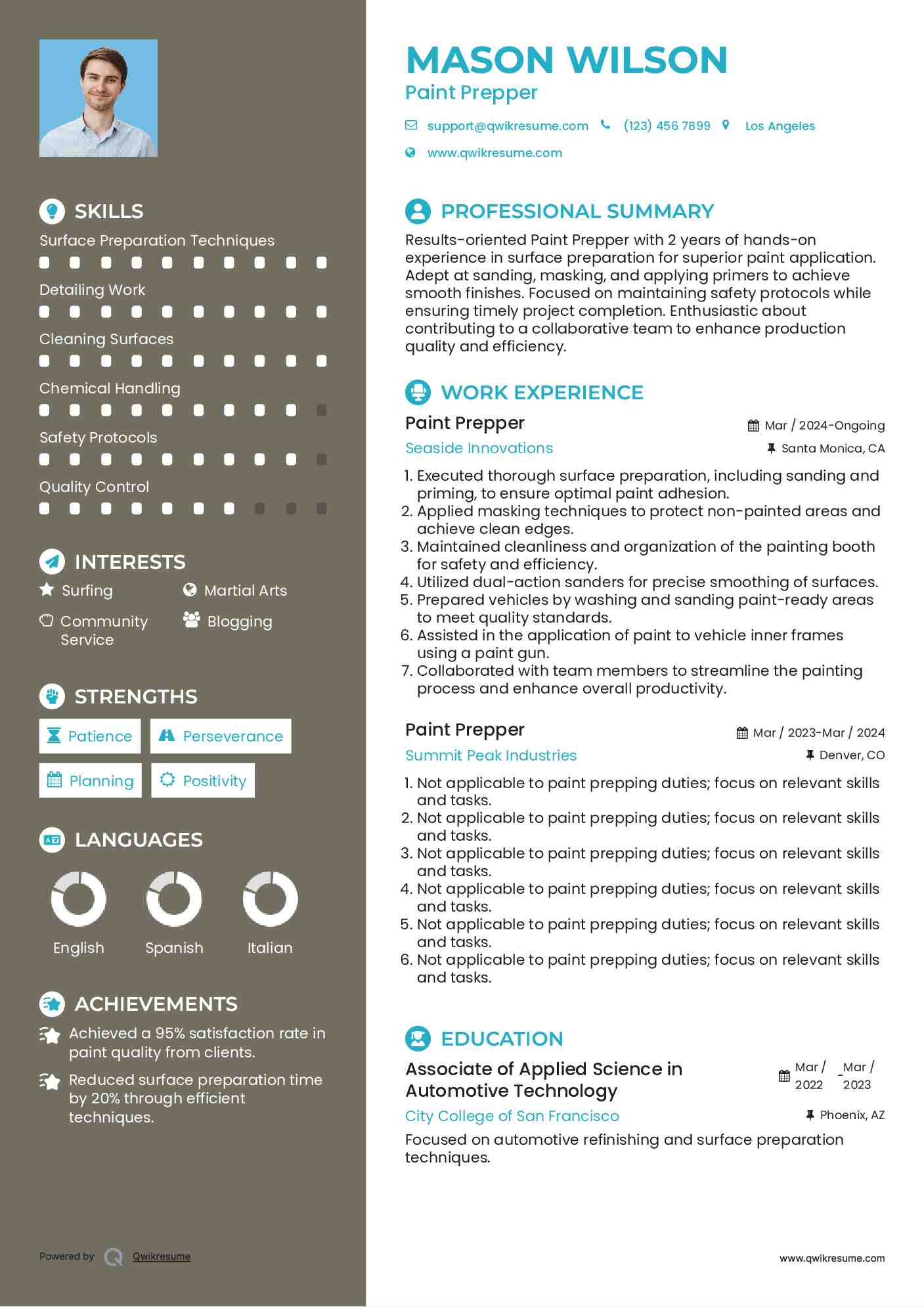 Paint Prepper Resume Format