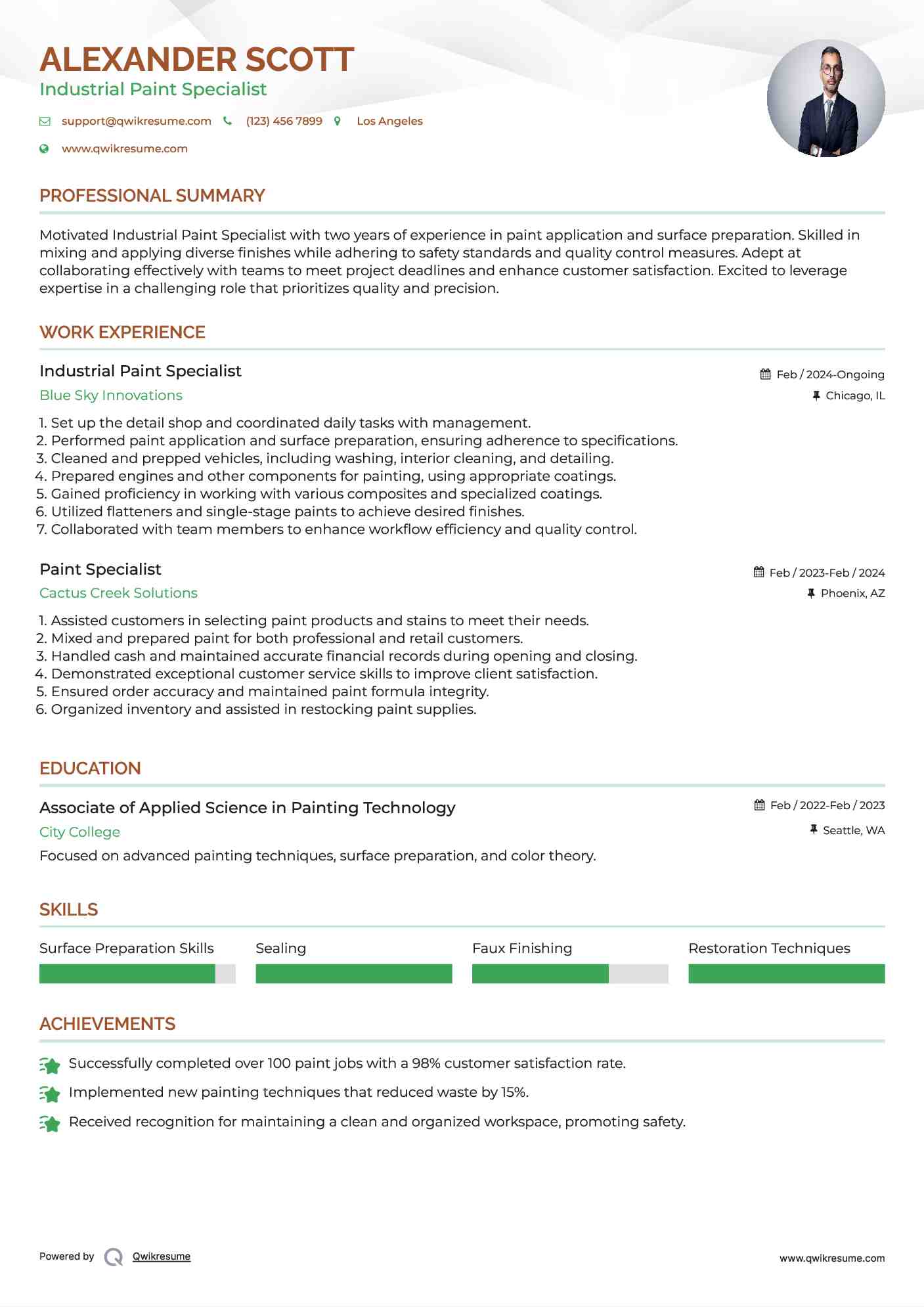 Industrial Paint Specialist
 Resume Model