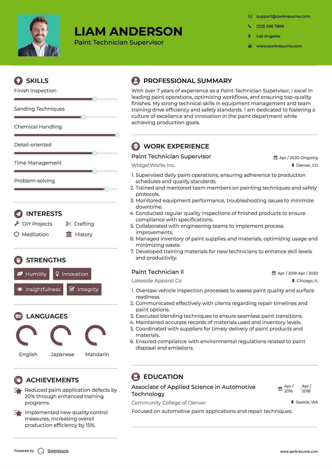 Paint Technician Resume Samples QwikResume