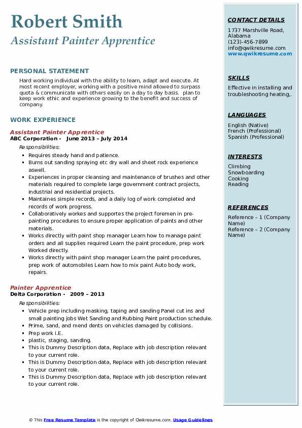 Painter job description pdf information