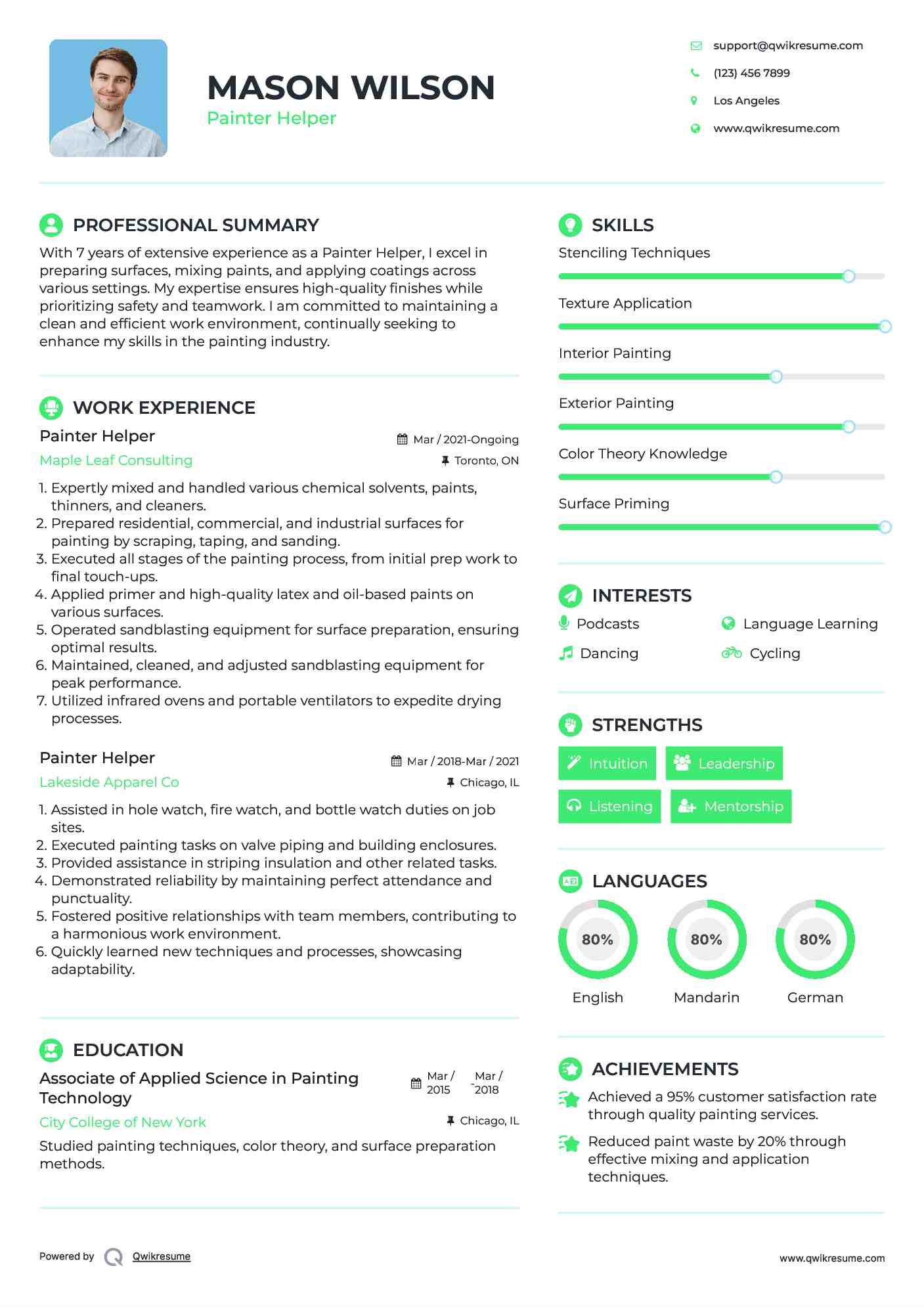 Painter Helper Resume Samples QwikResume