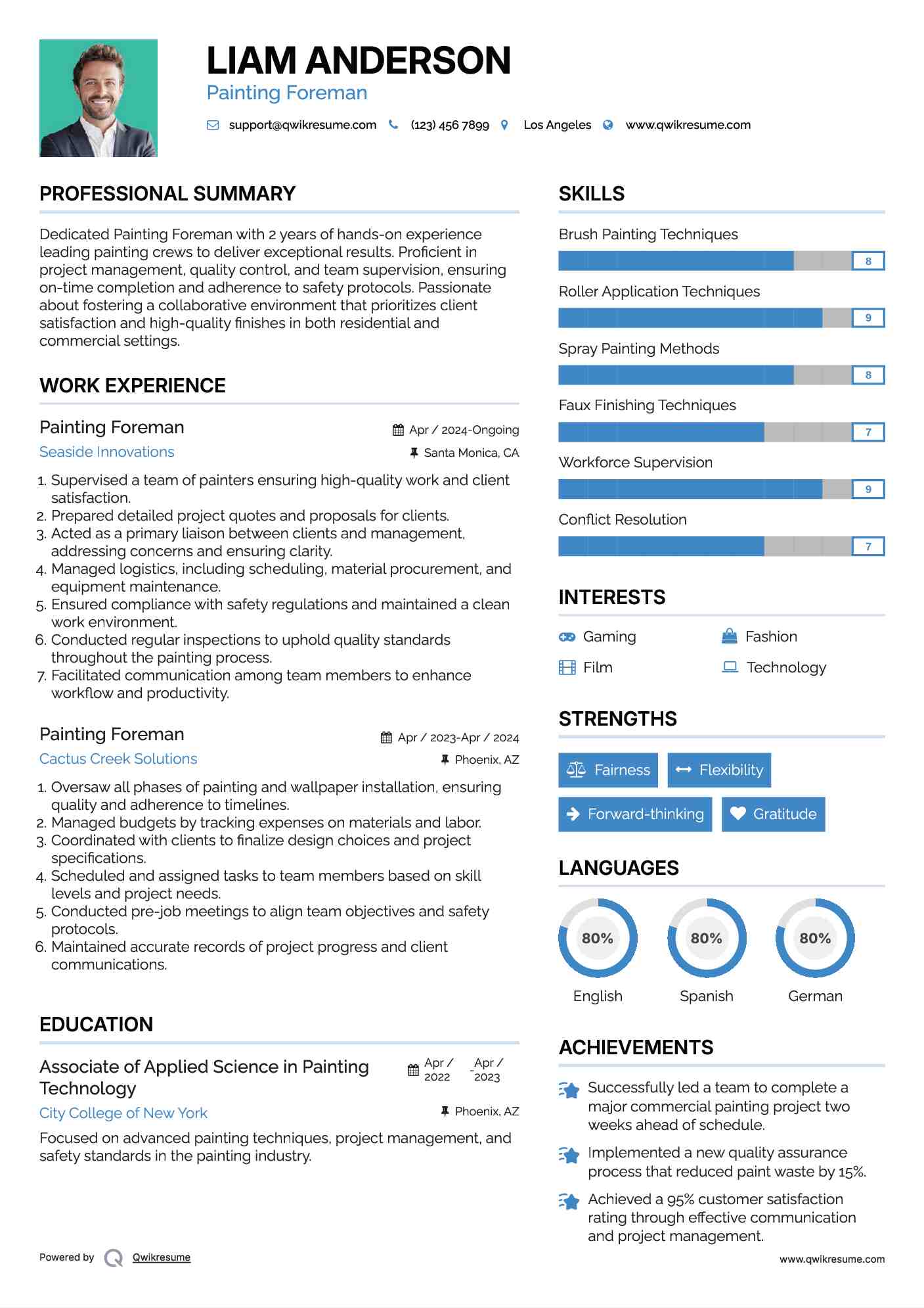 Painting Foreman Resume Sample