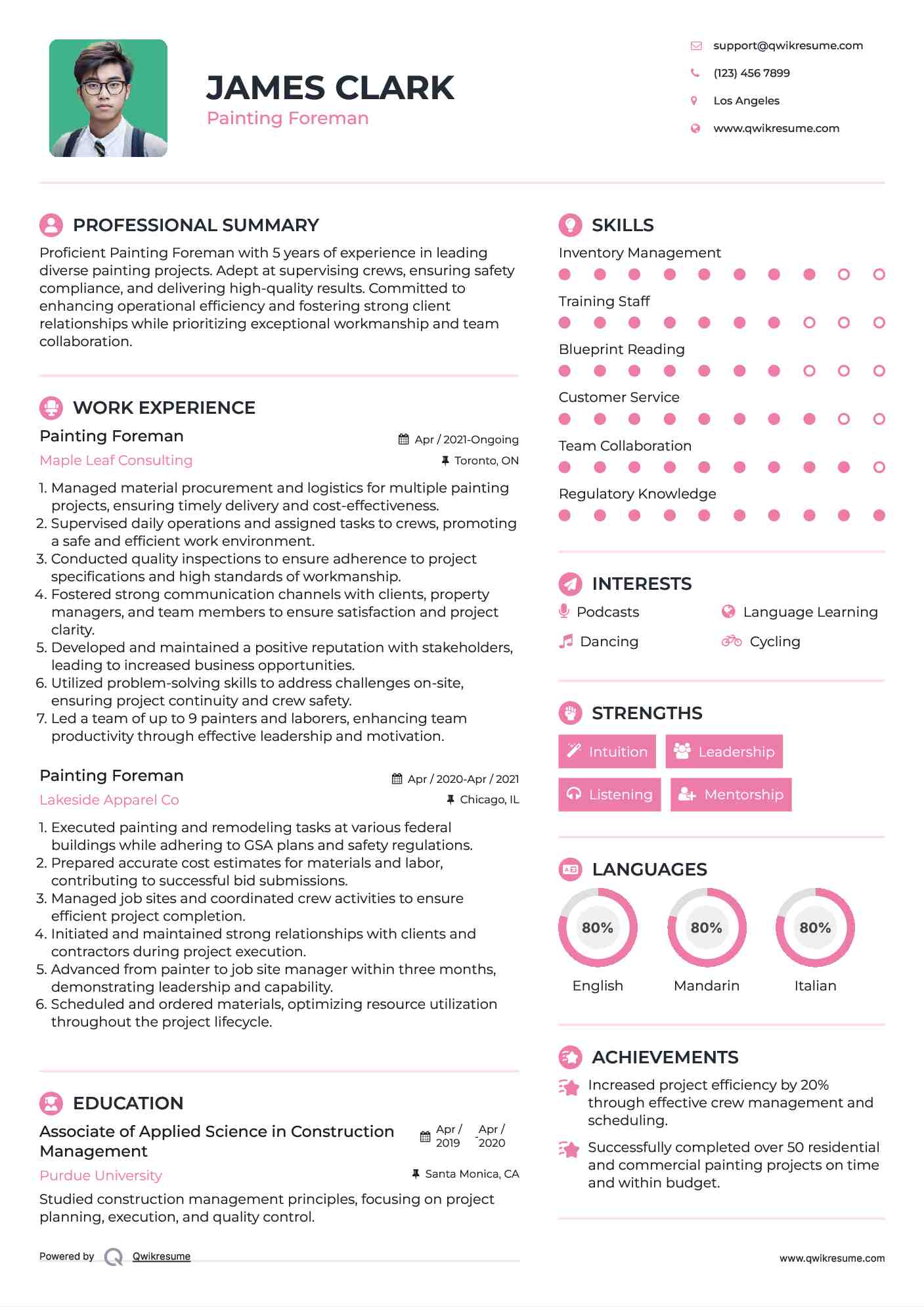 Painting Foreman Resume Sample