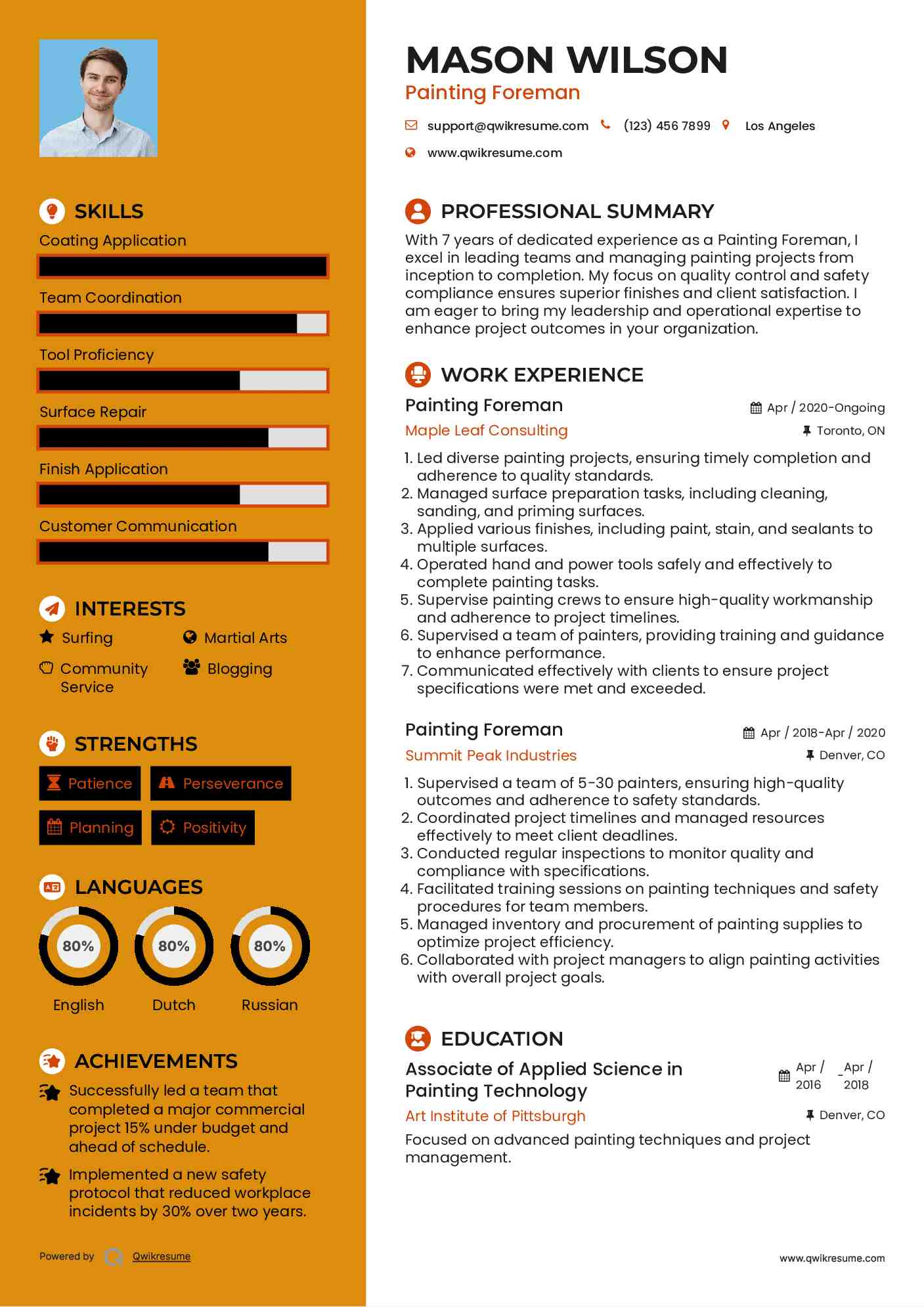 Painting Foreman Resume Example