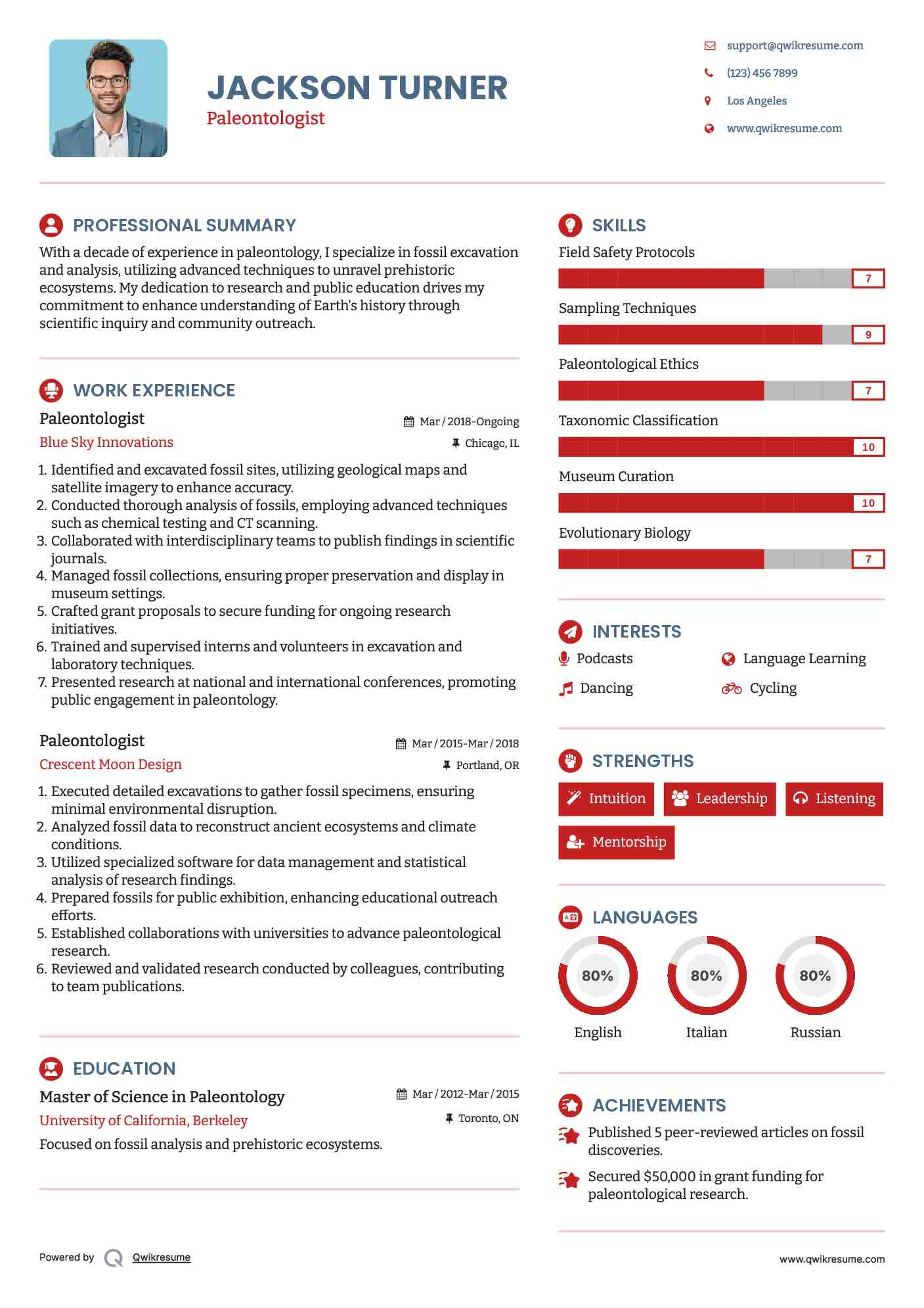 Paleontologist Resume Template