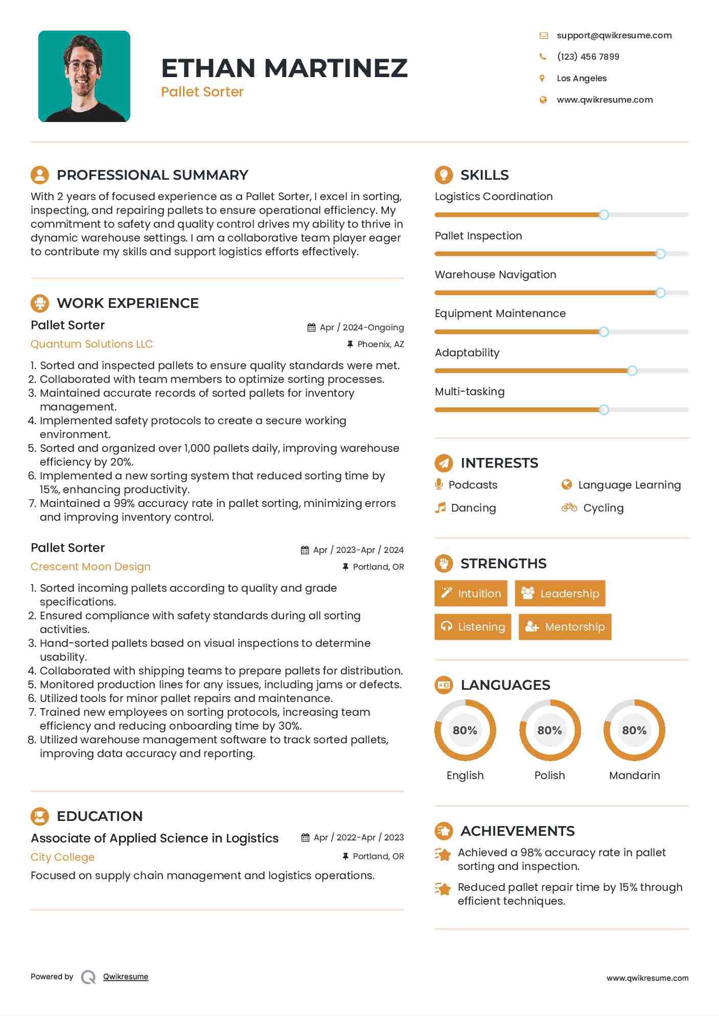 Pallet Sorter Resume Model
