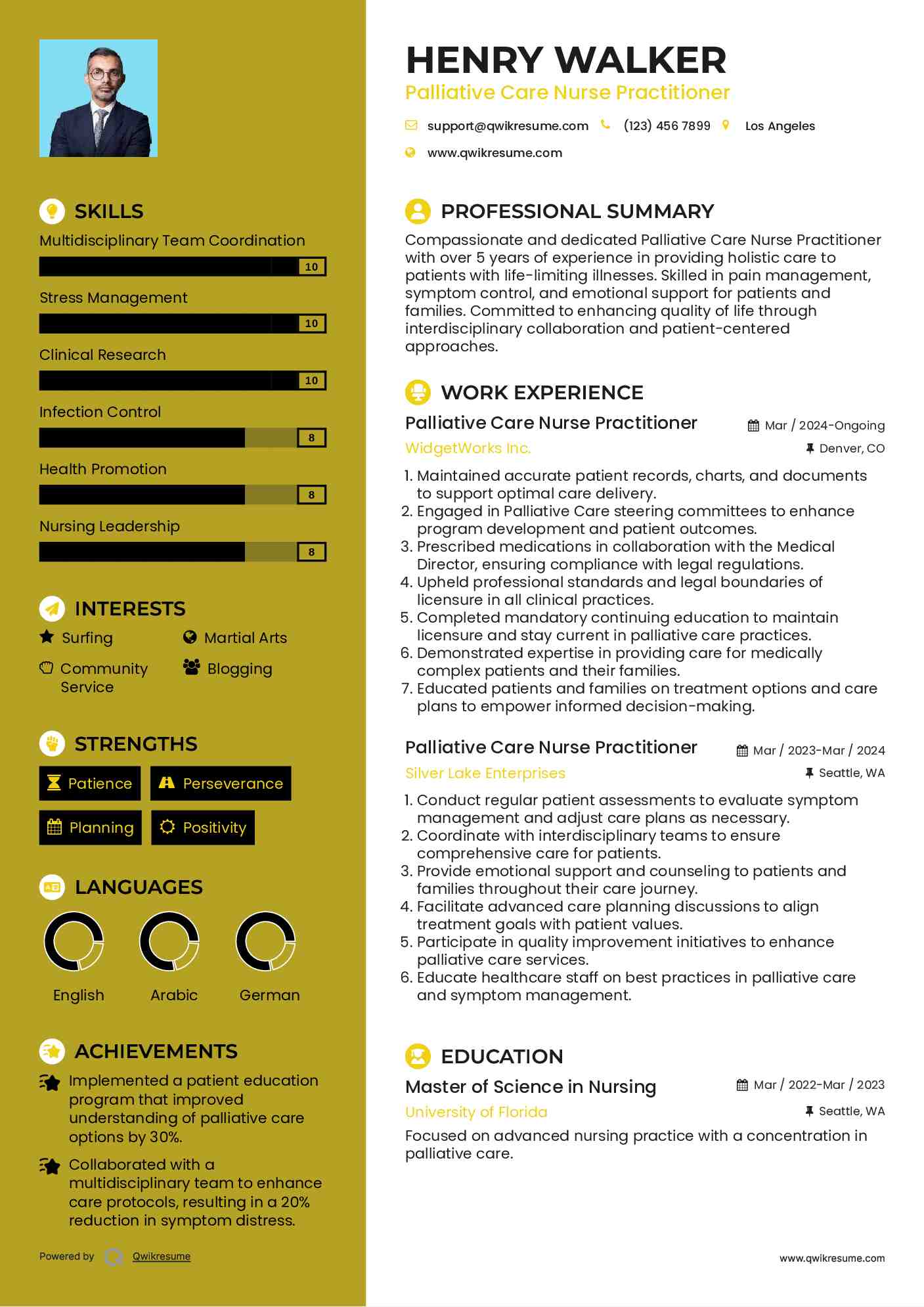 Palliative Care Nurse Practitioner Resume Template