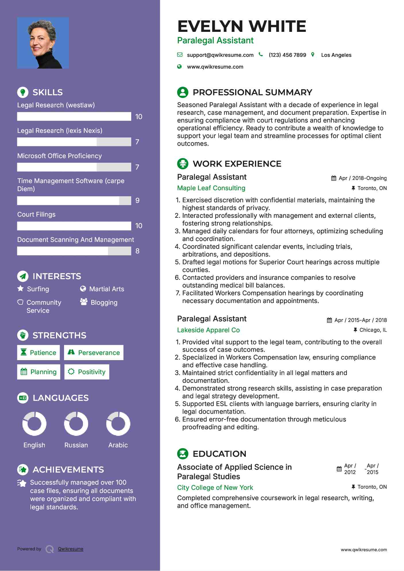 Paralegal Assistant Resume Example