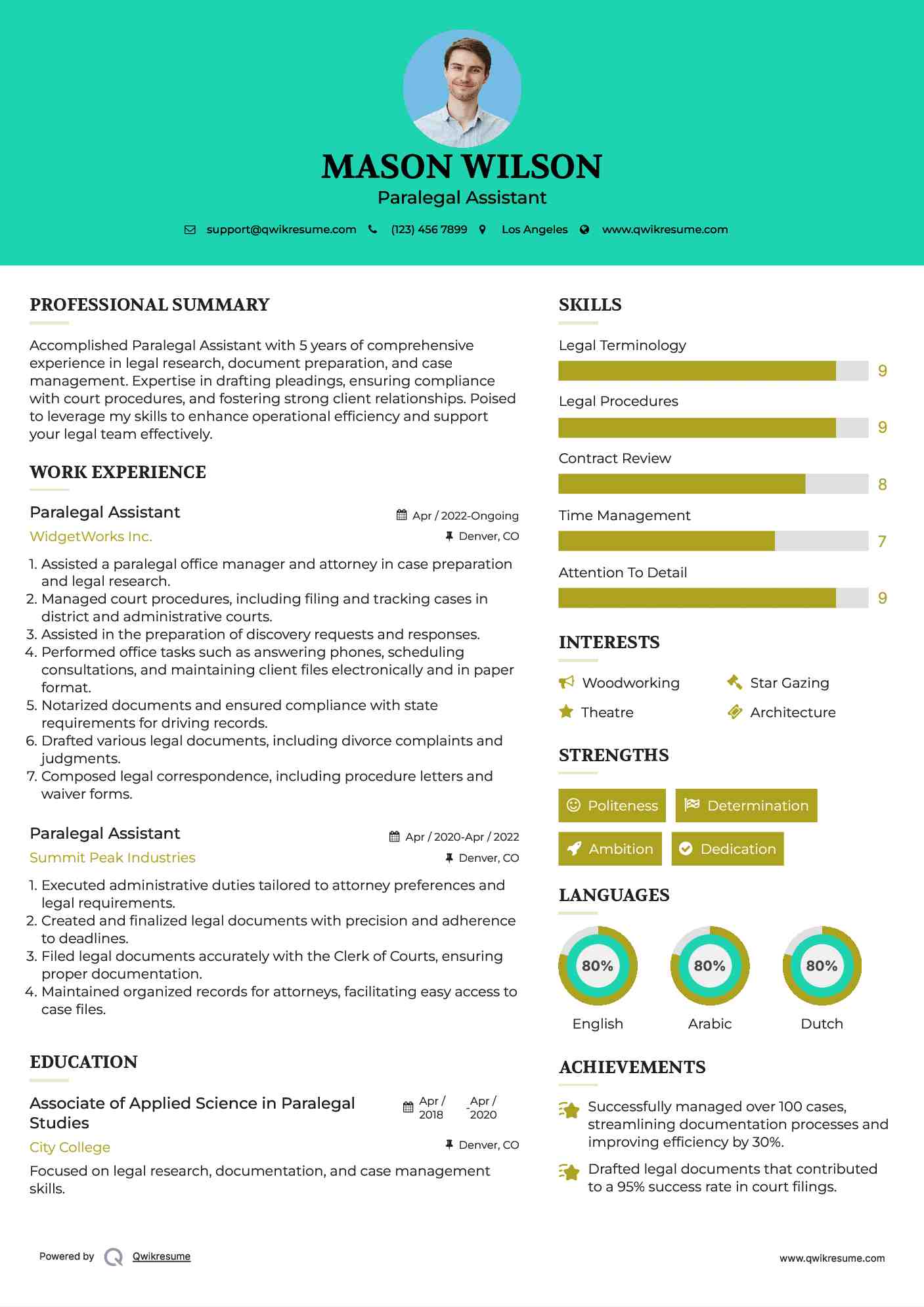 Paralegal Assistant Resume Format