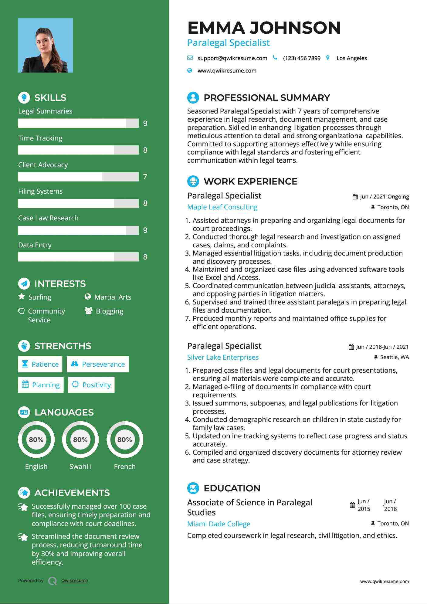 Paralegal Specialist Resume Format