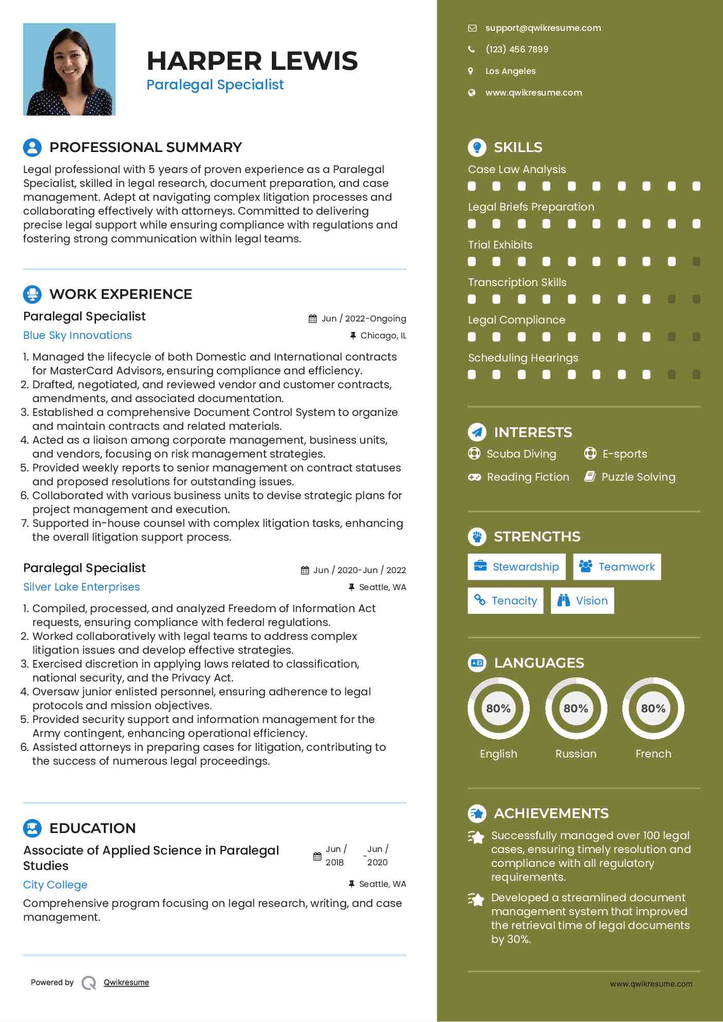 Paralegal Specialist Resume Model