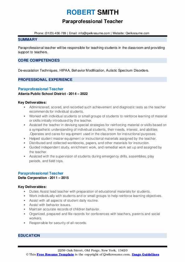 Paraprofessional Teacher Resume - Paraprofessional Teacher 1651731910 Pdf 