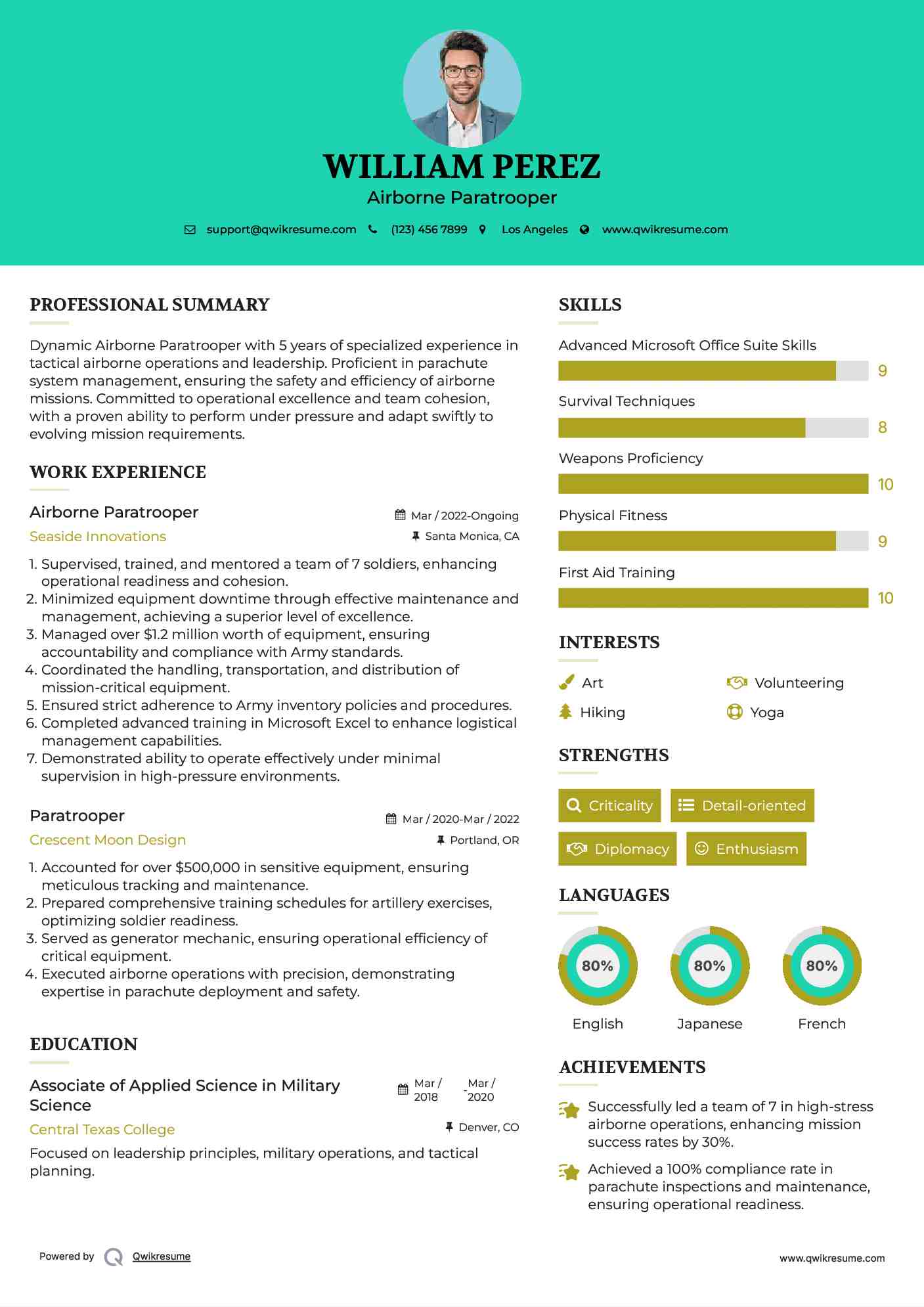 Airborne Paratrooper Resume Model