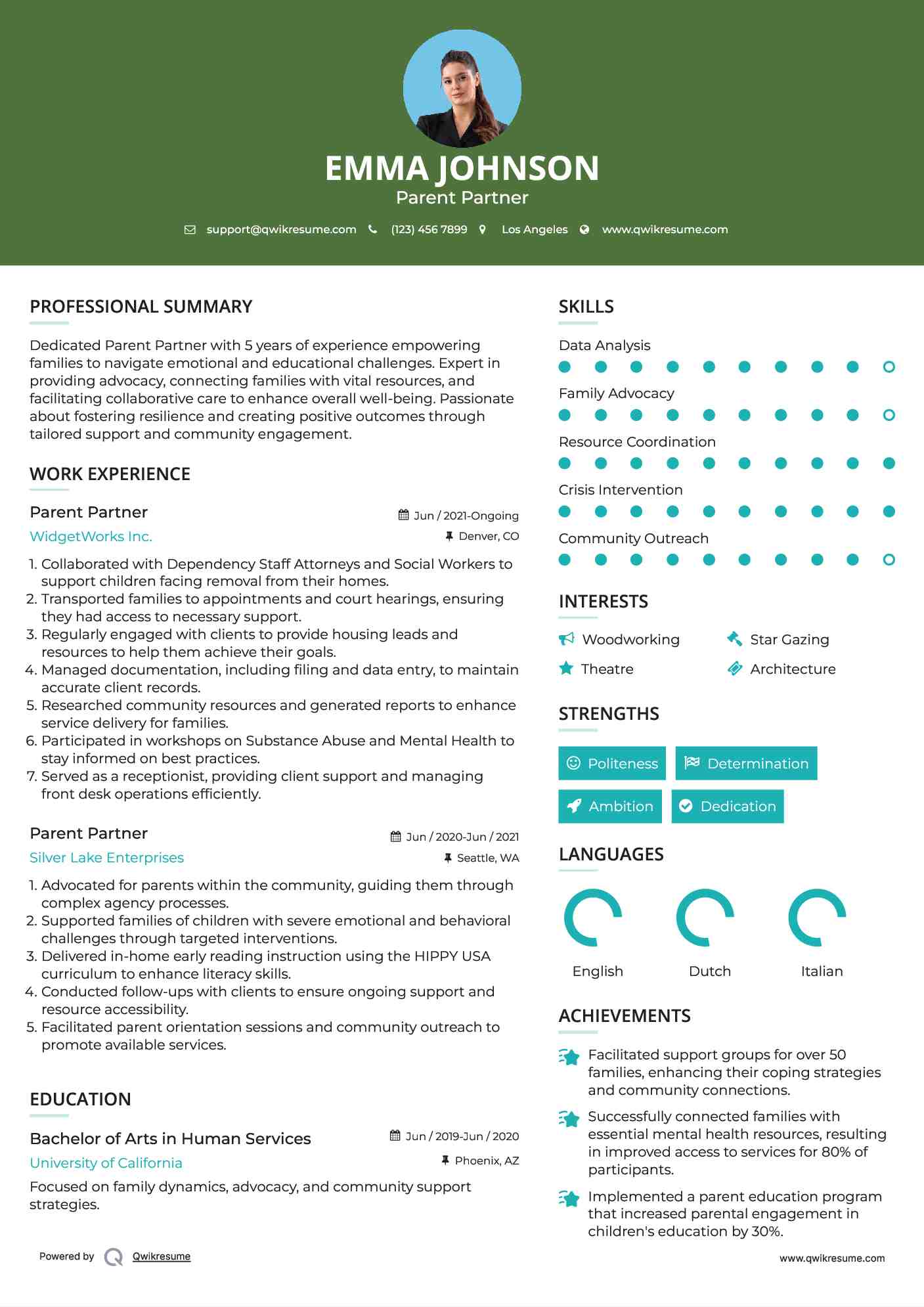 Parent Partner Resume Format