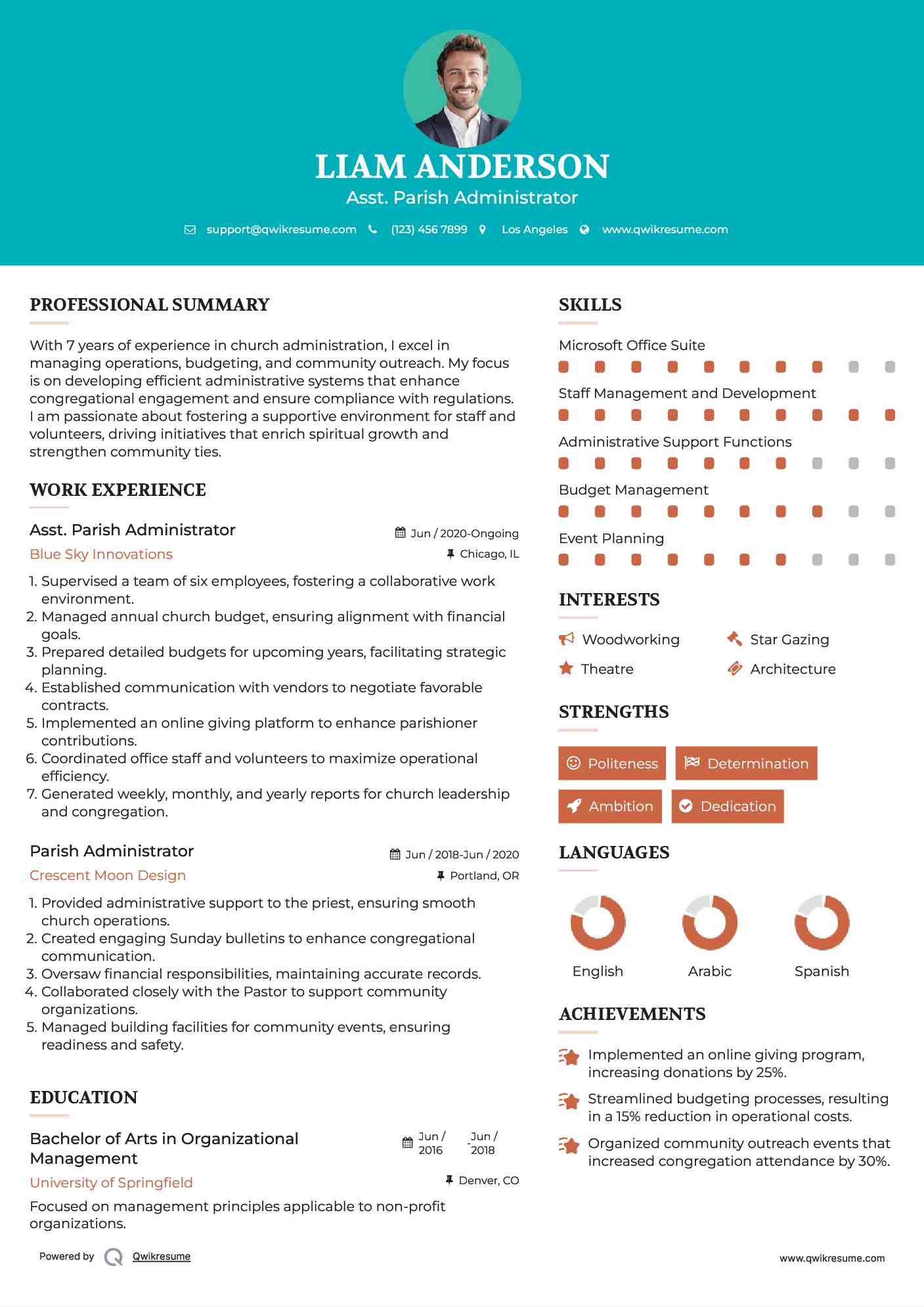 Asst. Parish Administrator Resume Model