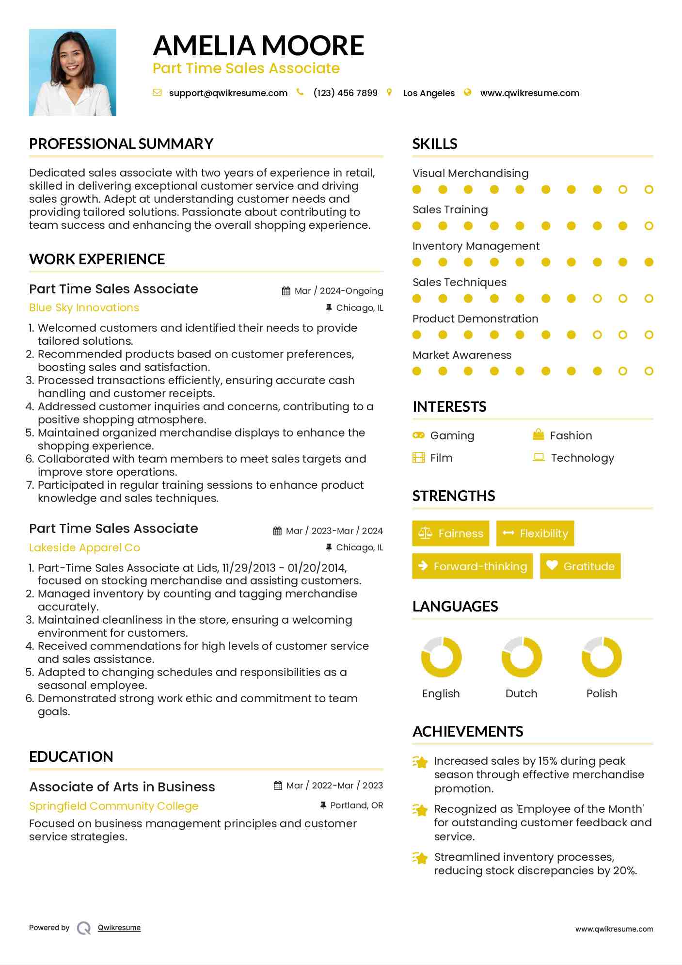Write Resume Part Time Job